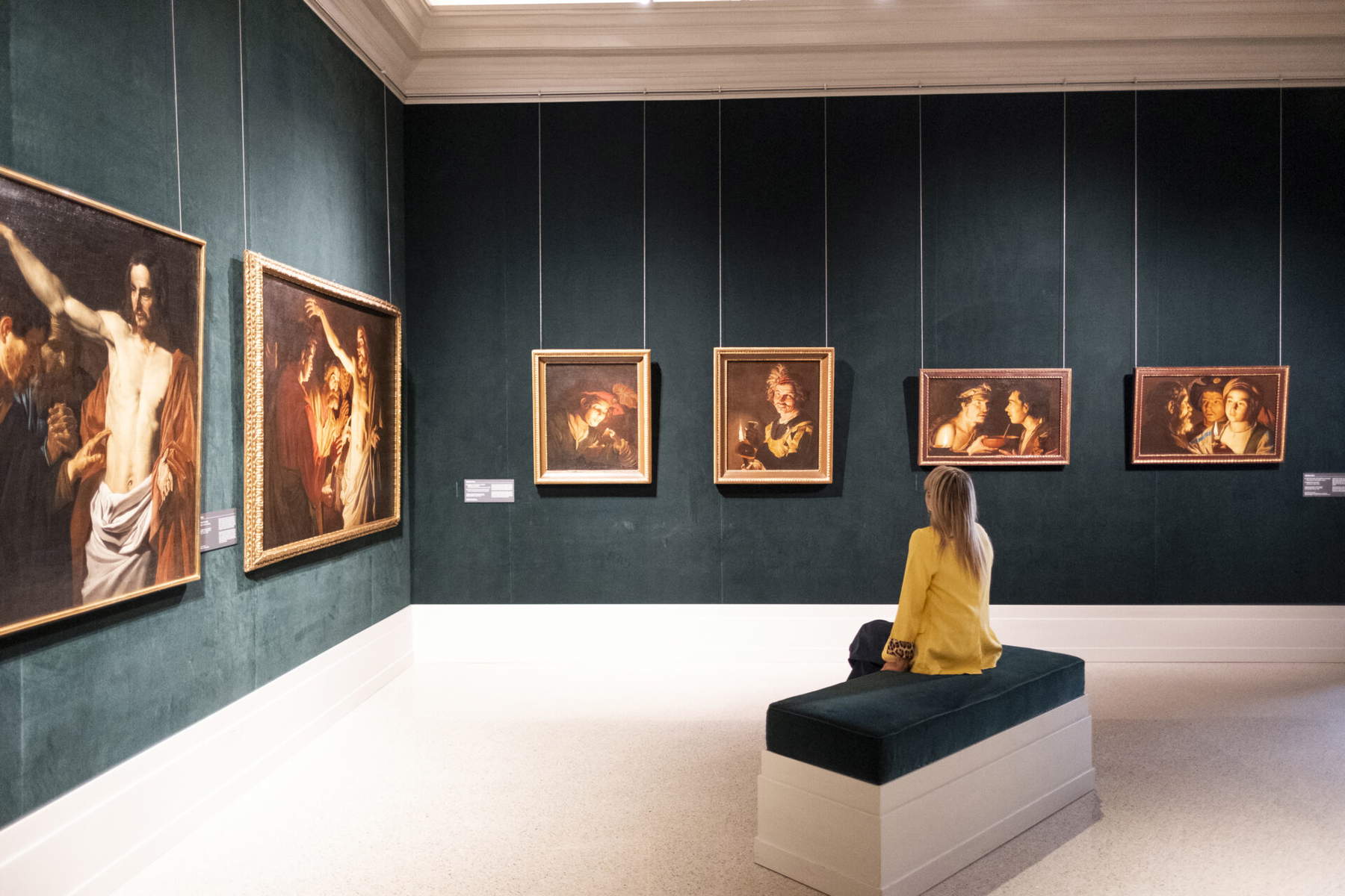Ausstellungslayouts Matthias Stom. Un caravaggesco nelle collezioni lombarde, Pinacoteca Tosio Martinengo. Foto: Alberto Mancini, mit freundlicher Genehmigung der Fondazione Brescia Musei