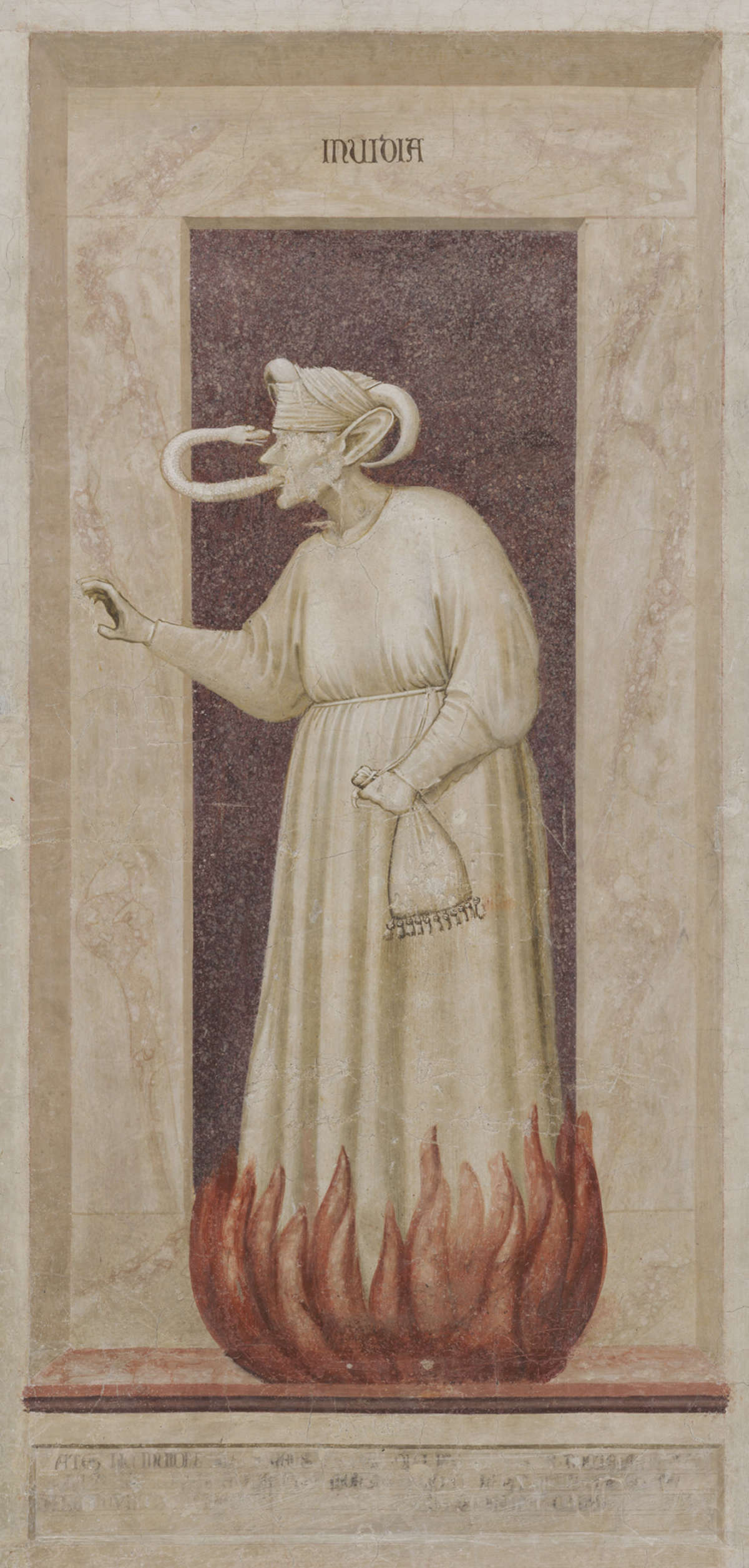Giotto, Neid (frühes 14. Jahrhundert; Fresko, 100 x 50 cm; Padua, Scrovegni-Kapelle)
