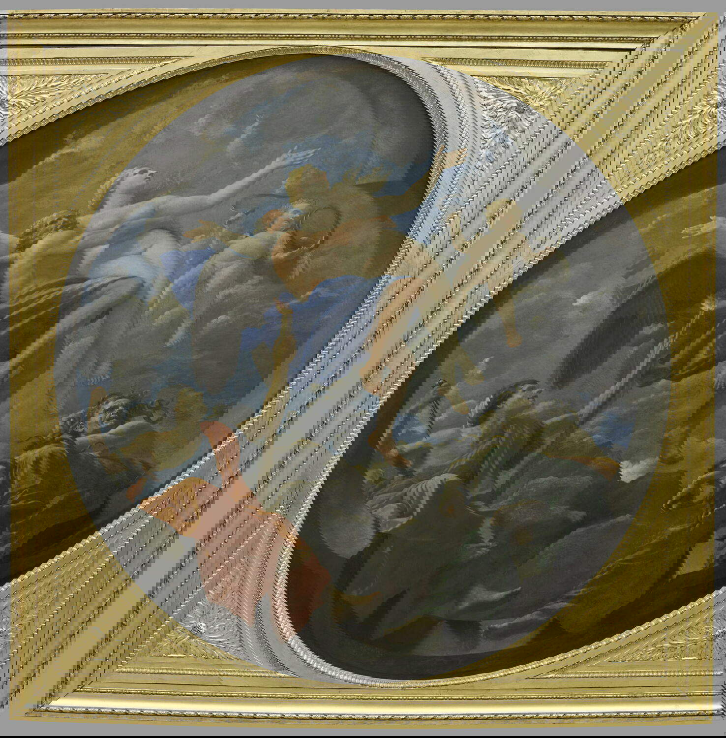 Nicolas Poussin, Die Zeit schützt die Wahrheit vor den Angriffen von Neid und Zwietracht (1641; Öl auf Leinwand, Durchmesser 2,97 m; Paris, Louvre)