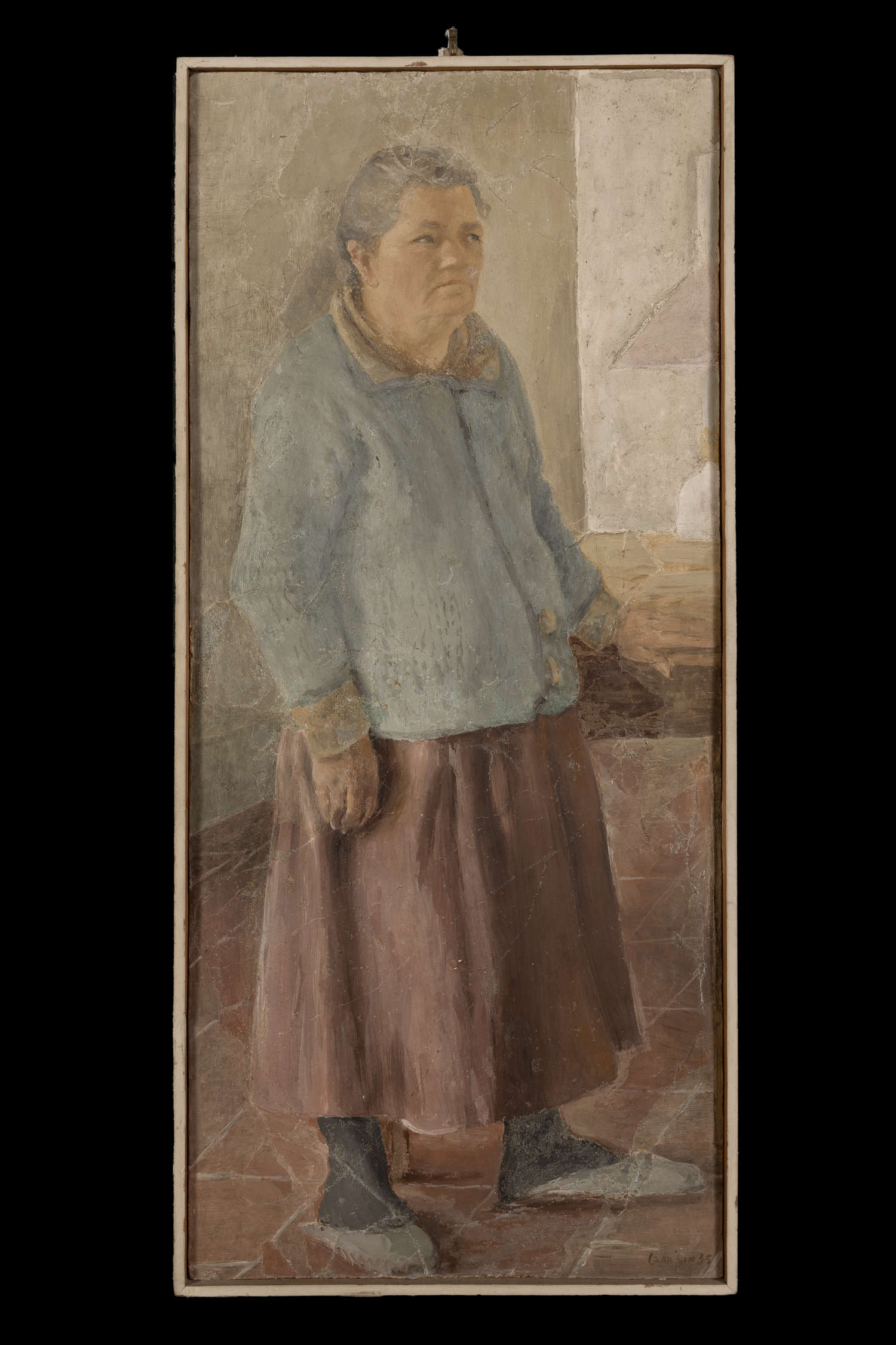 Virgilio Carmignani, Le massaie (1934; affresco, 122,5 x 56 cm; Empoli, Galleria di Arte Moderna e della Resistenza)