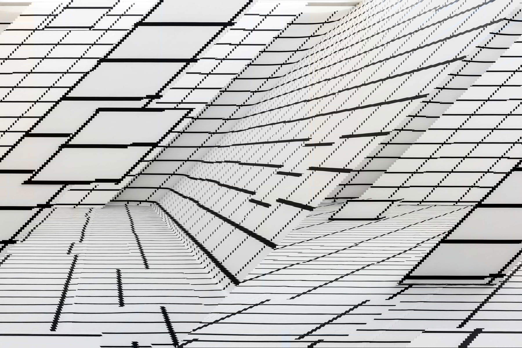 Images from the exhibition Analysis of Error, tape on wall and floor (curated by Angel moya Garcia, 2025, Tenuta dello Scompiglio, Lucca). Photo: Leonardo Morfini, courtesy of Associazione Culturale Dello Scompiglio, Lucca