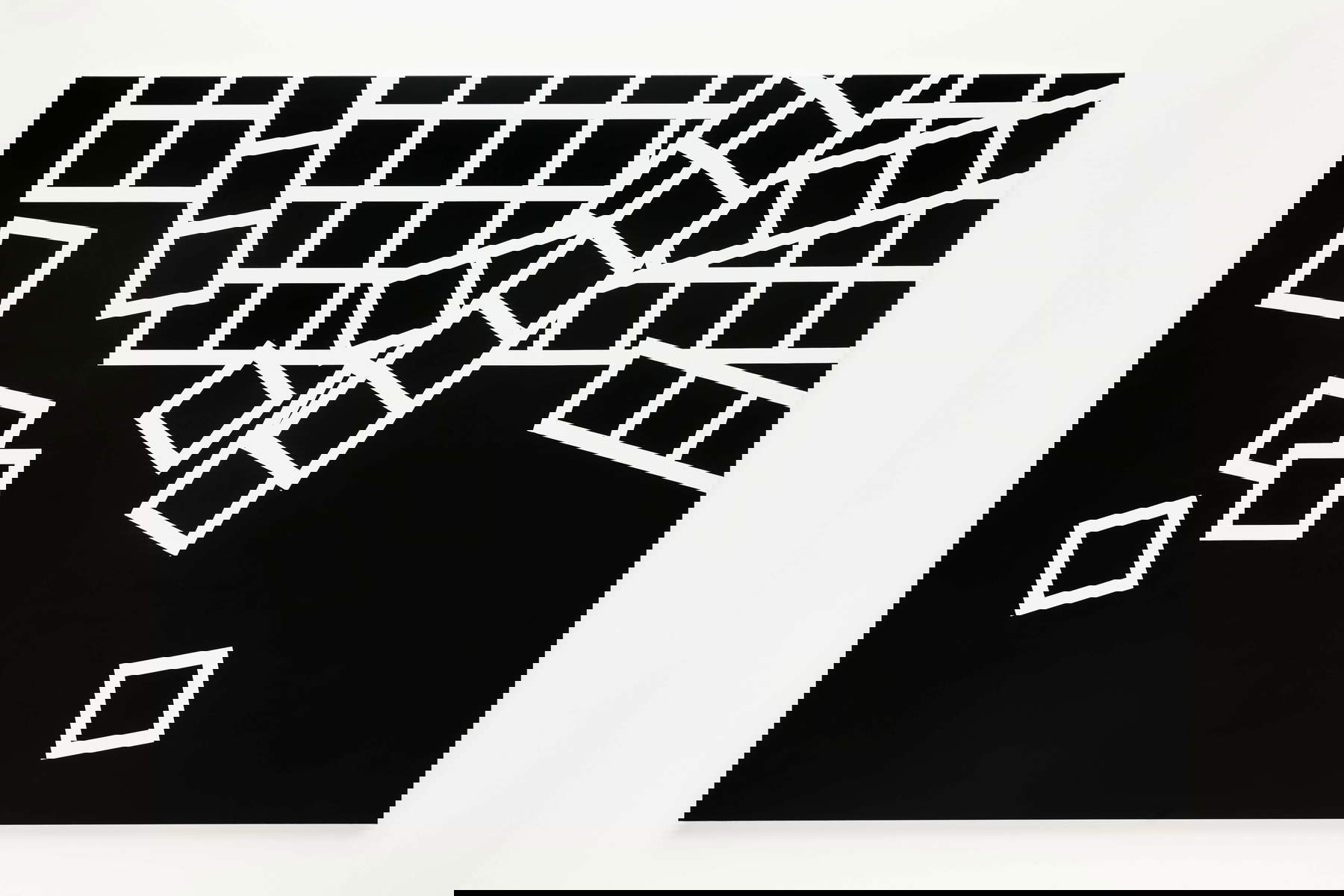 Esther Stocker, Untitled (2025; acrylic on cotton canvas, 180 x 250 cm). Photo: Markus Gradwohl