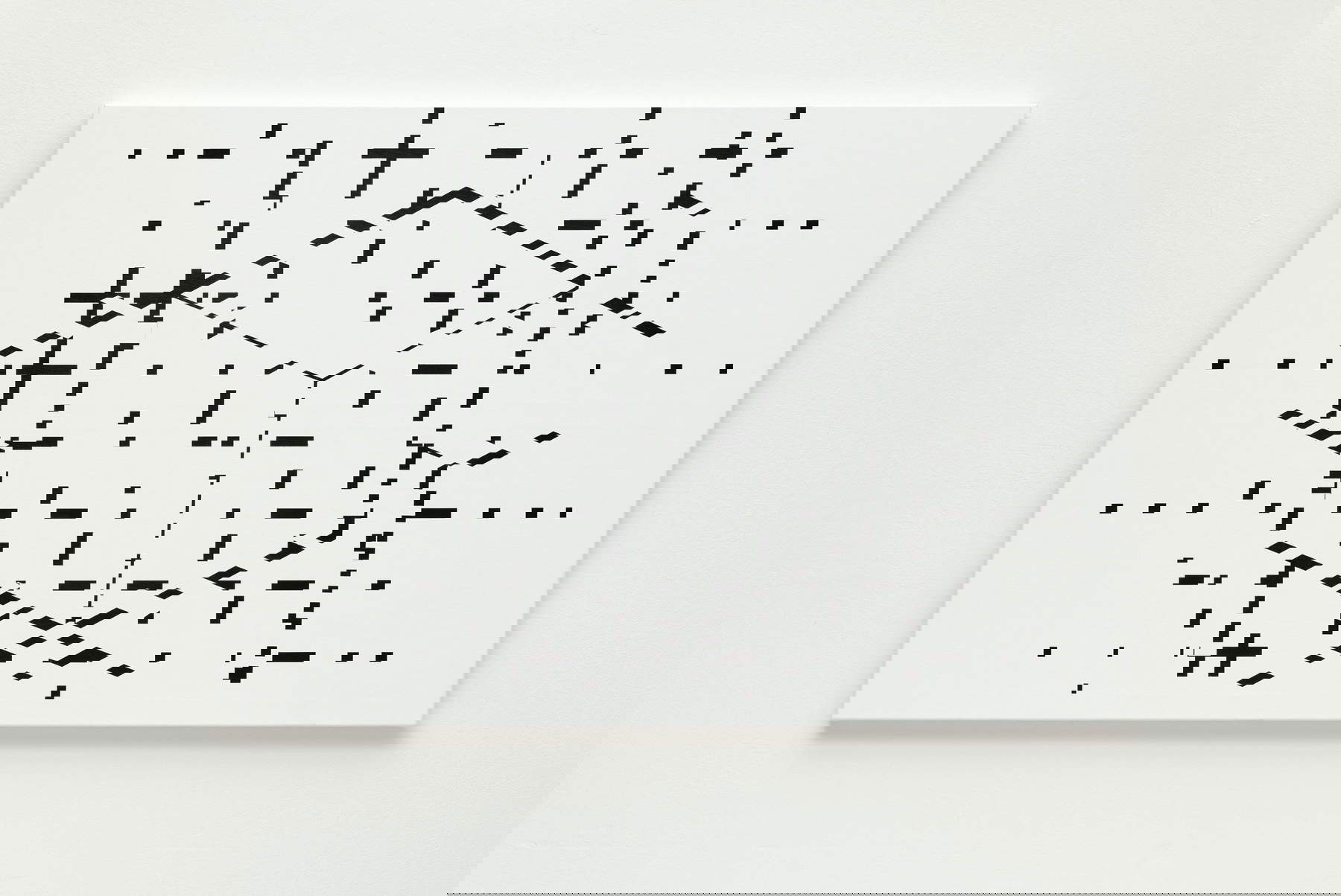 Esther Stocker, Untitled (2025; acrylic on cotton canvas, 100 x 150 cm). Photo: Markus Gradwohl