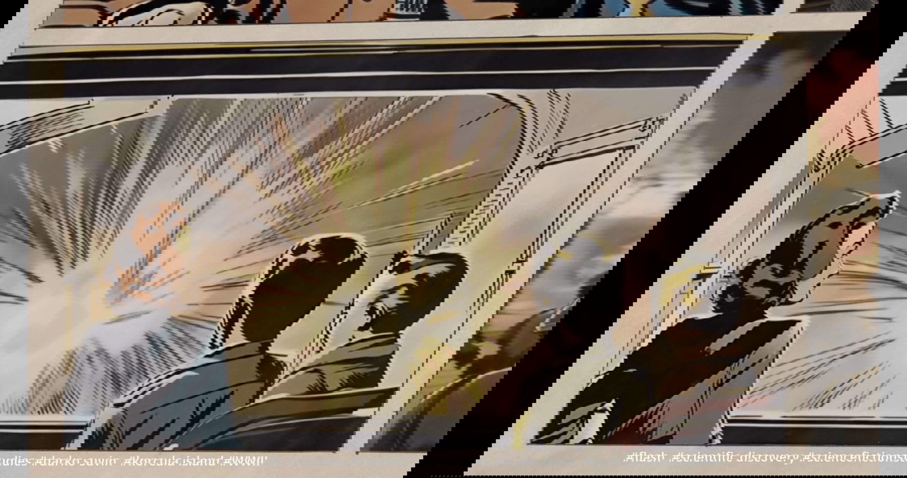 Hito Steyerl, The Island, frame (2025; vídeo HD monocanal, cine, hologramas con ruidos cuánticos, esferas con proyecciones arqueológicas, vídeo documental, duración 26 minutos, vídeo HD monocanal, instalación de dimensiones variables). Con permiso del artista y la Fondazione Prada, Andrew Kreps Gallery, Nueva York y Esther Schipper, Berlín/París/Seúl.