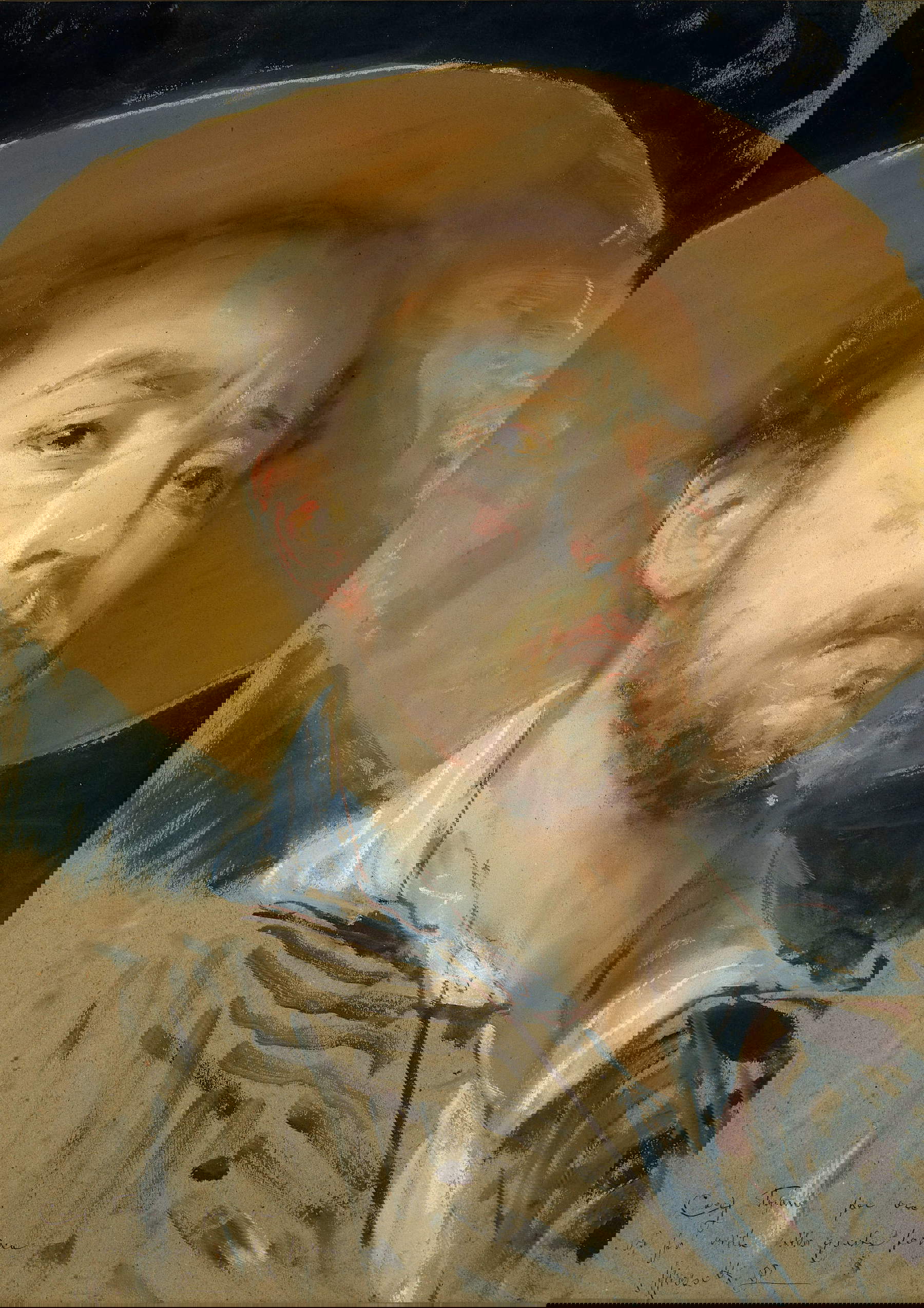 Francesco Paolo Michetti, Autorretrato con sombrero (c. 1800; pastel y temple sobre papel de estraza, 533 x 380 mm). Precio: 52.000 euros