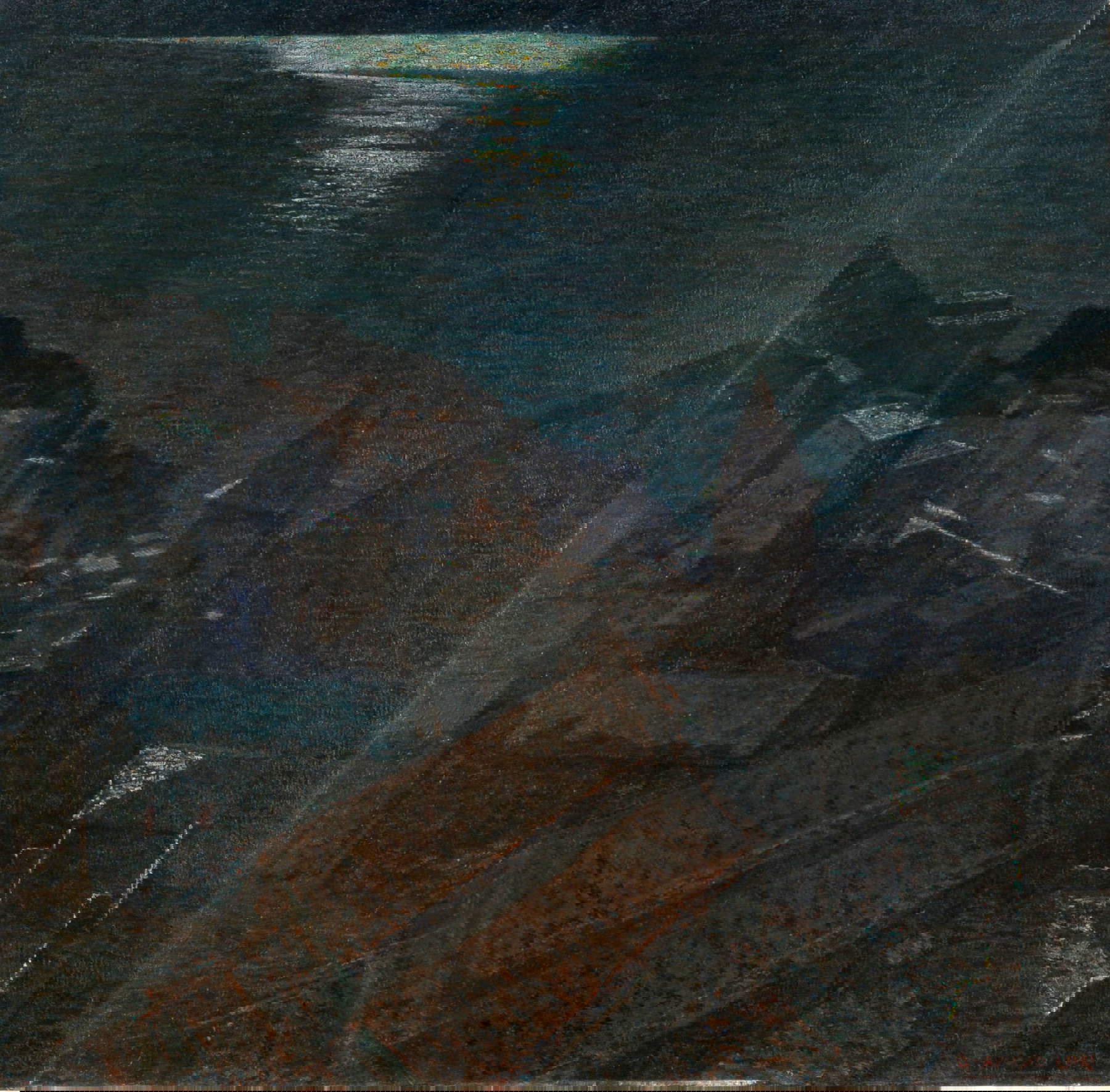 Guglielmo Amedeo Lori, Manarola sotto la luna (c. 1905; óleo sobre lienzo, 92 x 92 cm). Precio: 50.000 euros