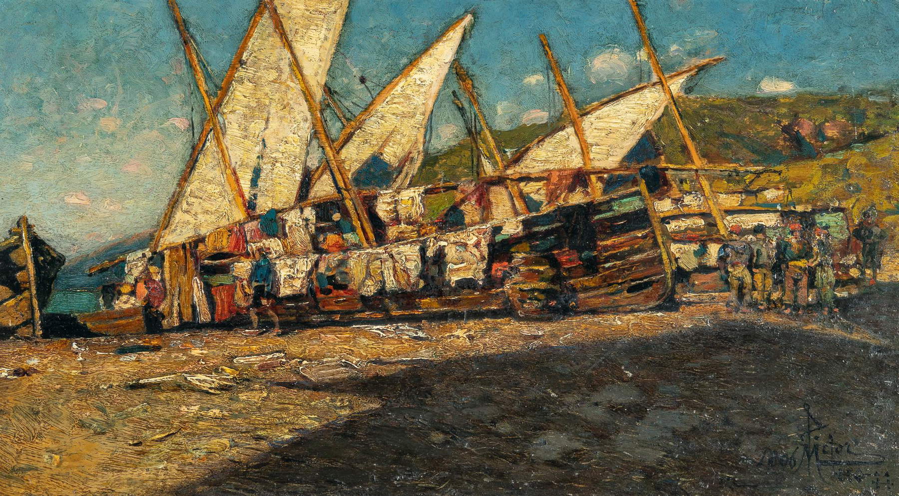 Mario De Maria, Marina in Sestri Levante (1916). Precio: 11.000 euros