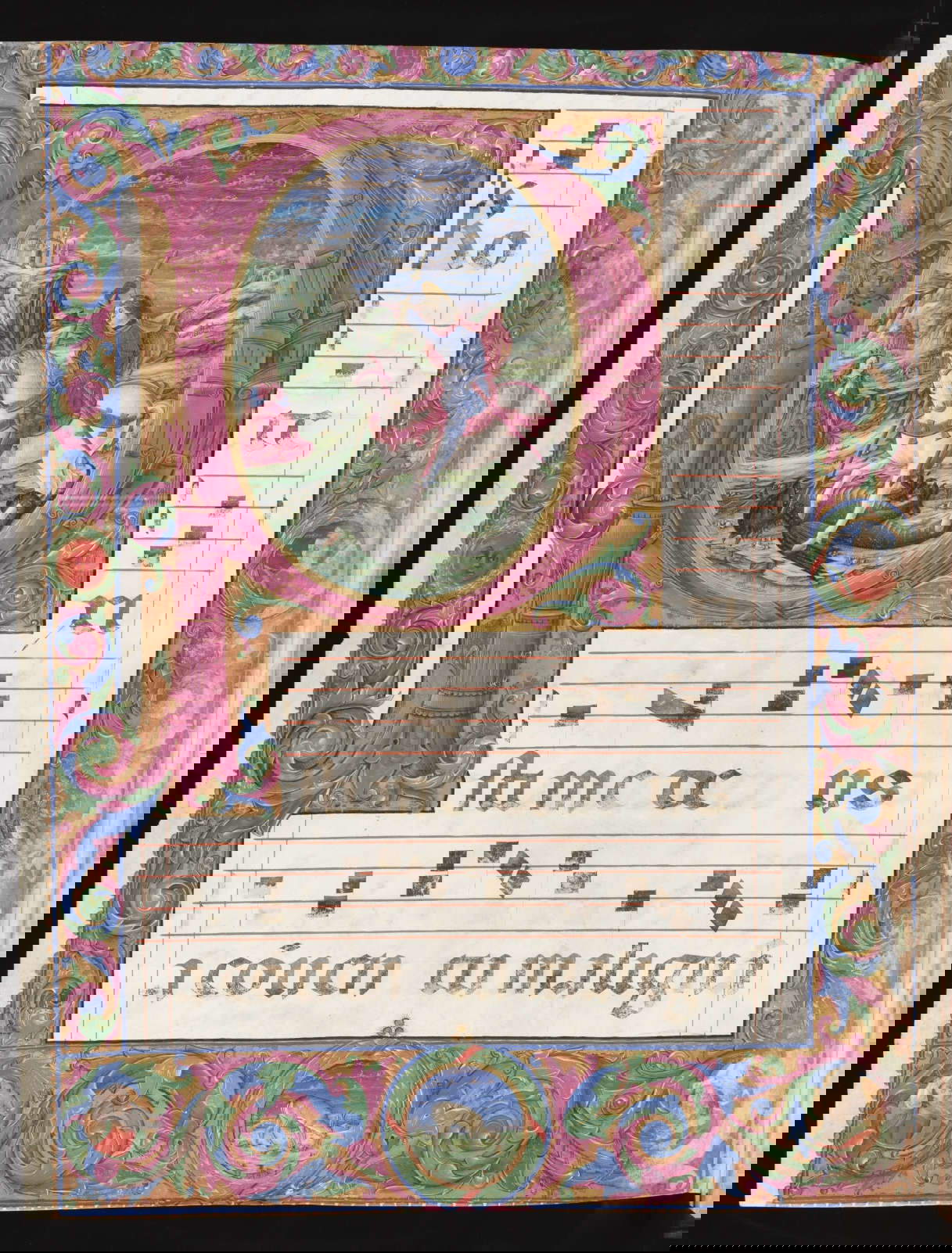 Master of the Kyriale K, Kyriale AE, fol. 21 v (1470 - 1480; Miniature, 630x 465 mm; Venice, Abbey of San Giorgio Maggiore)