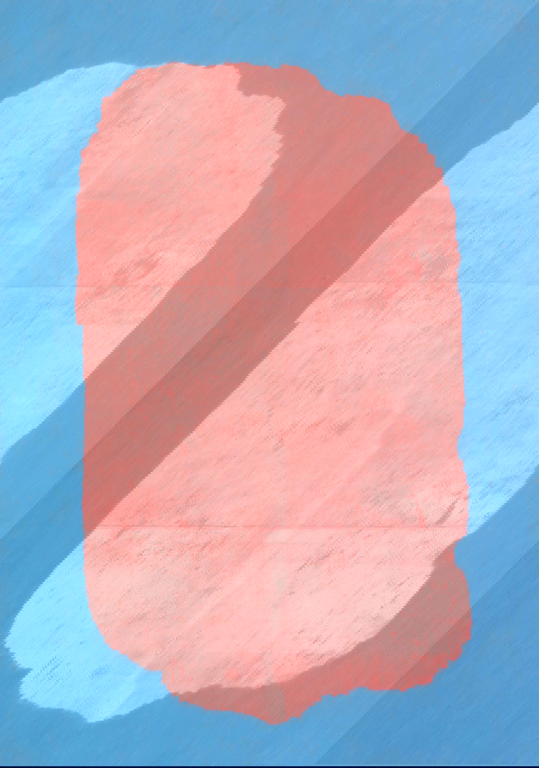 Lena M&uuml;ller, Fernblick #25 (2025; wax crayons, linopaint on cardboard, 297 x 210 mm)