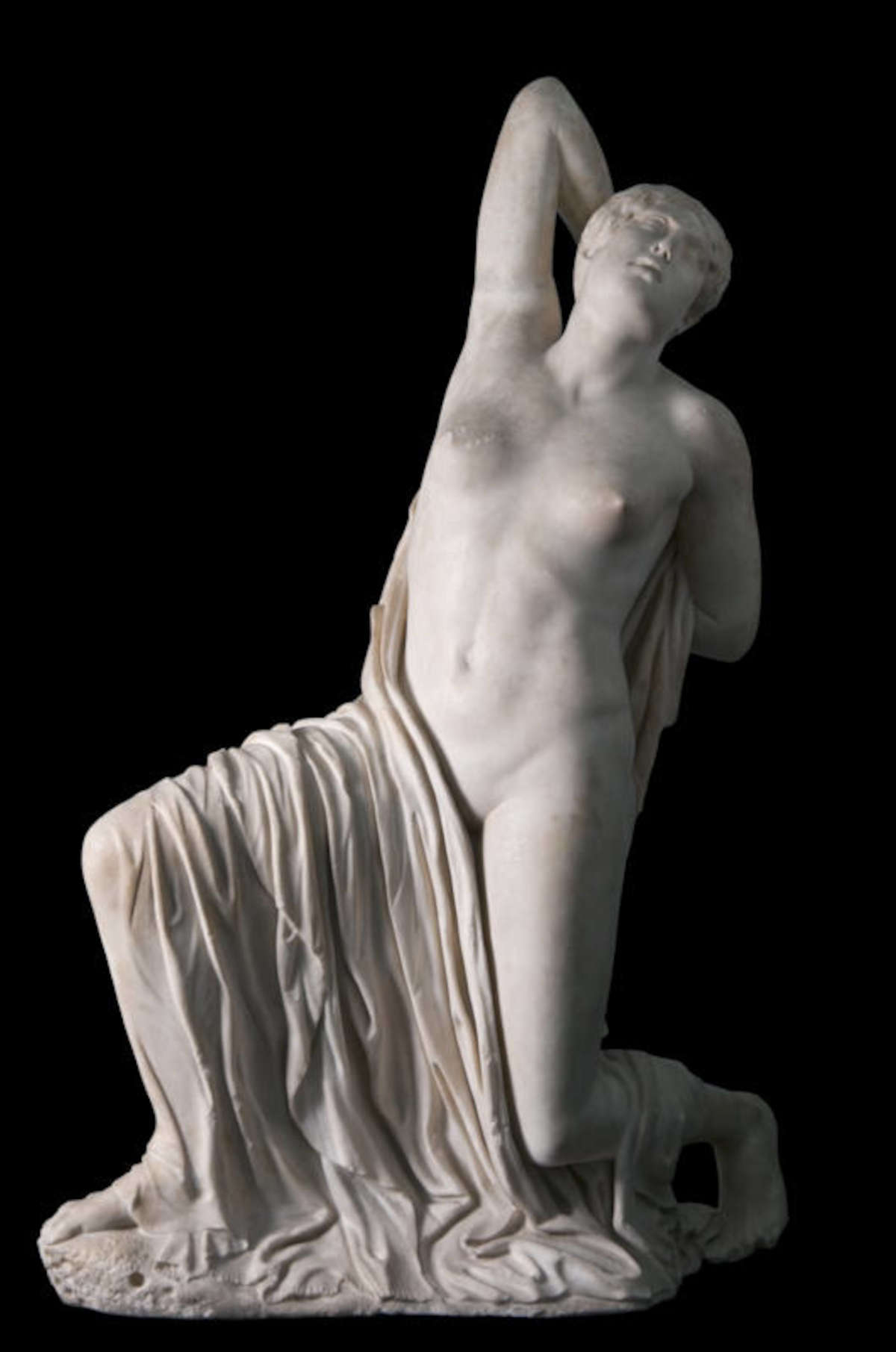Statue eines verwundeten Niobiden, aus Rom, im Nymphäum der Horti Sallustiani (um 430 v. Chr.; parischer Lychnit-Marmor; Rom, Römisches Nationalmuseum, Palazzo Massimo)