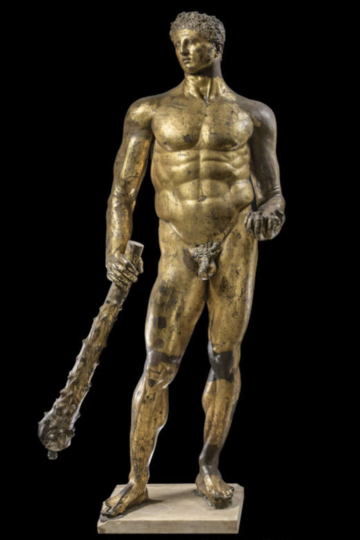 Kolossalstatue des Herkules, aus Rom, Foro Boario (2.-1. Jahrhundert v. Chr. oder Kaiserzeit; vergoldete Bronze; Rom, Kapitolinische Museen)