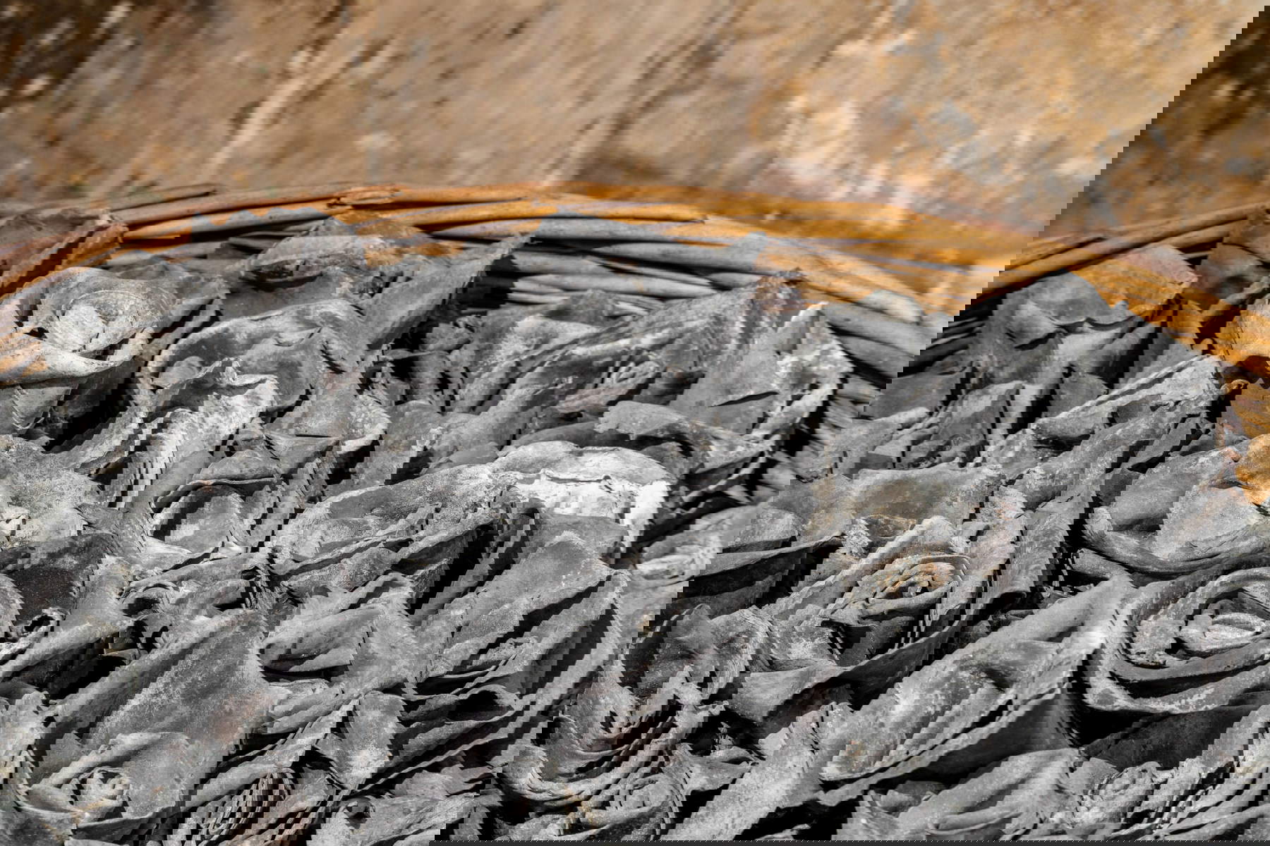 Berlinde De Bruyckere, Nunca te prometí un jardín de rosas (1992; plomo, mimbre, algodón, poliuretano, 47 x 84 x 62 cm). Con permiso de la artista y GALLERIA CONTINUA, Fotógrafo: Duccio Benvenuti - Art Store