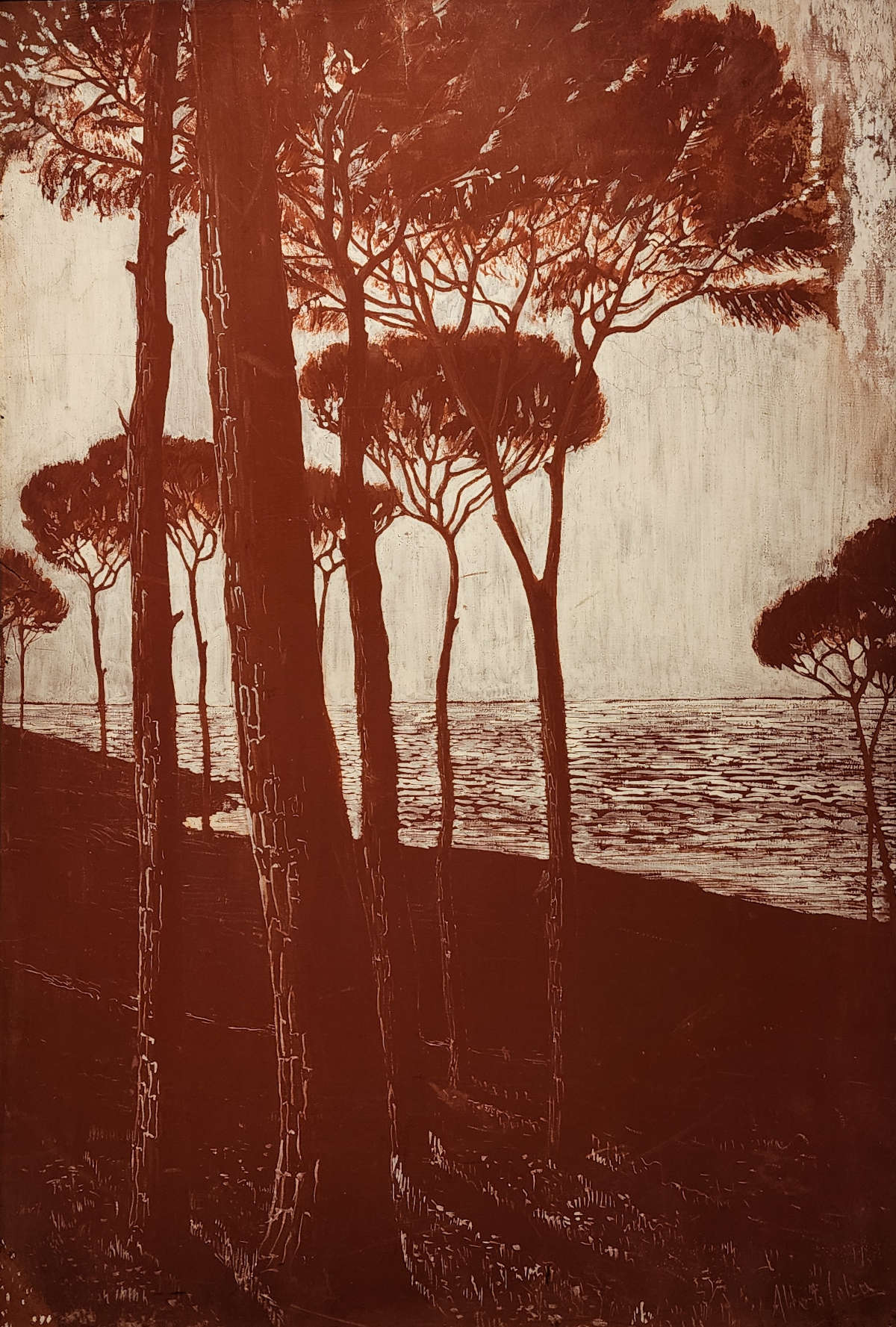 Alberto Calza Bini, Pineta di Livorno (1906-1908; temple sobre lienzo, 100 x 68 cm; Colección Calza Bini)