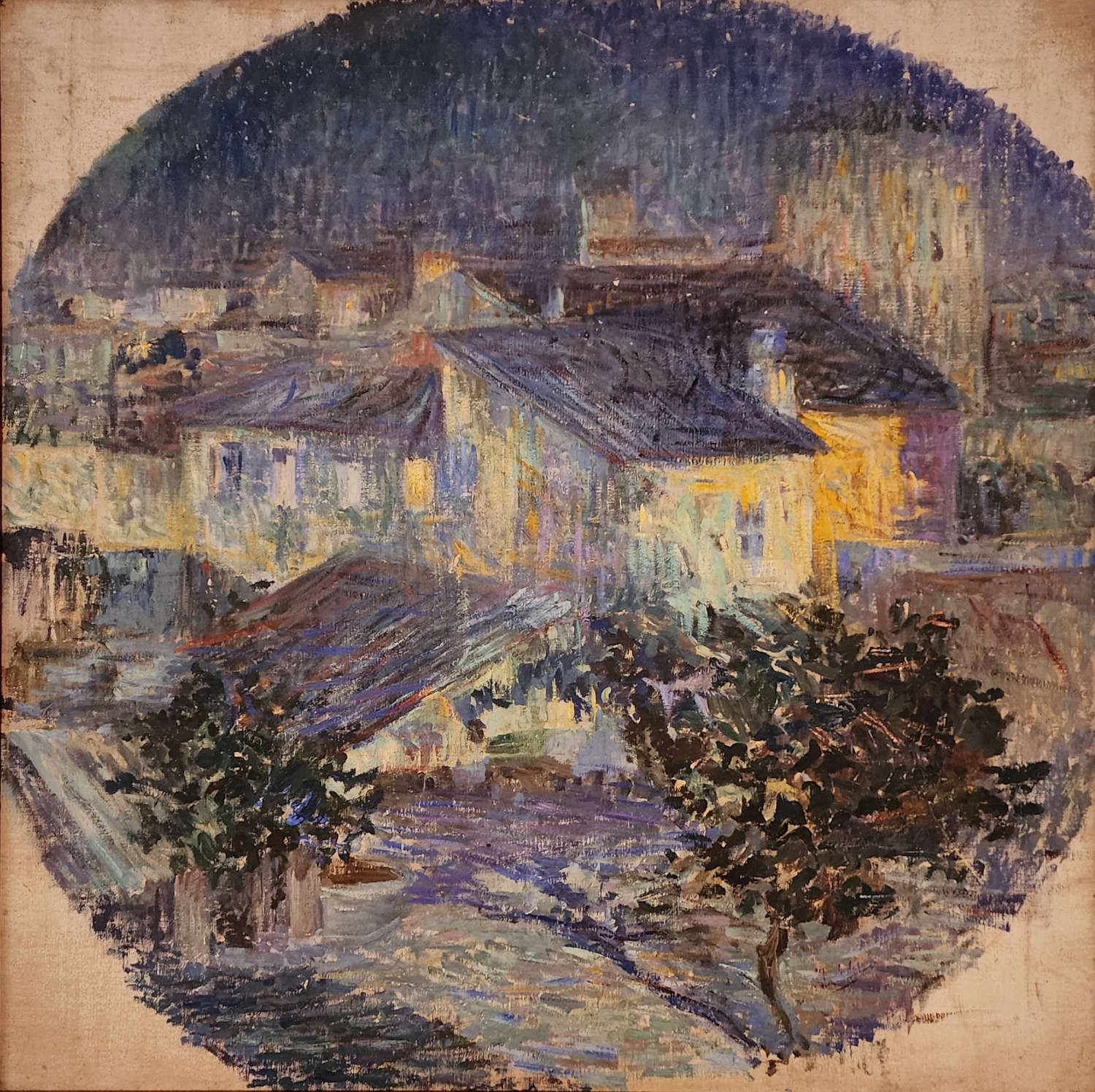 Alberto Calza Bini, La estación de Livorno (1910-1913; óleo sobre lienzo, 60 x 100 cm; Colección Calza Bini)