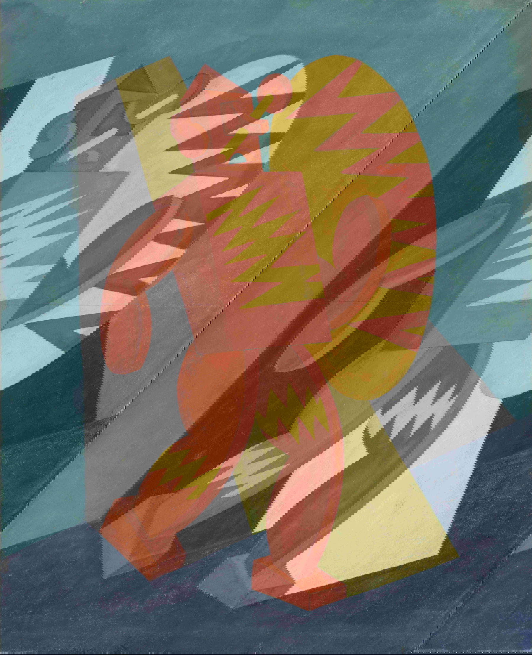 Fortunato Depero, Balli plastici (1918; olio e tempera su cartone, 70 x 50 cm)