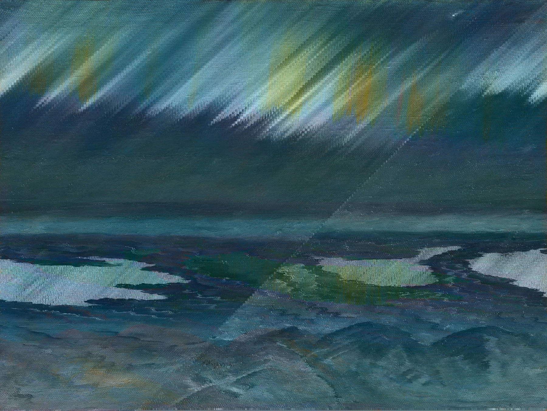 Helmer Hertzhoff, Aurora Boreale (1910 circa; olio su tela, 92 x 117 cm)