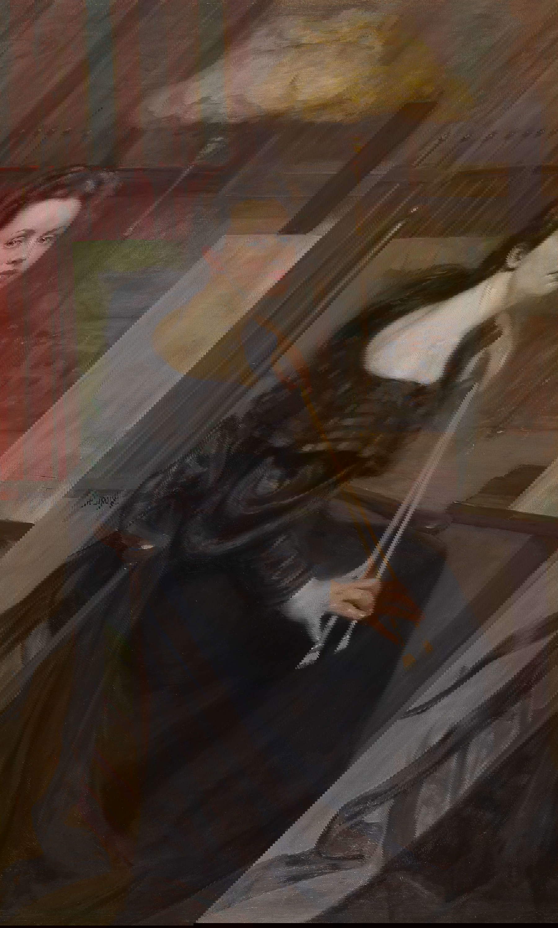 Henriette Daux, Autoritratto al cavalletto (1880-1885 circa; olio su tela, 162 x 97 cm)