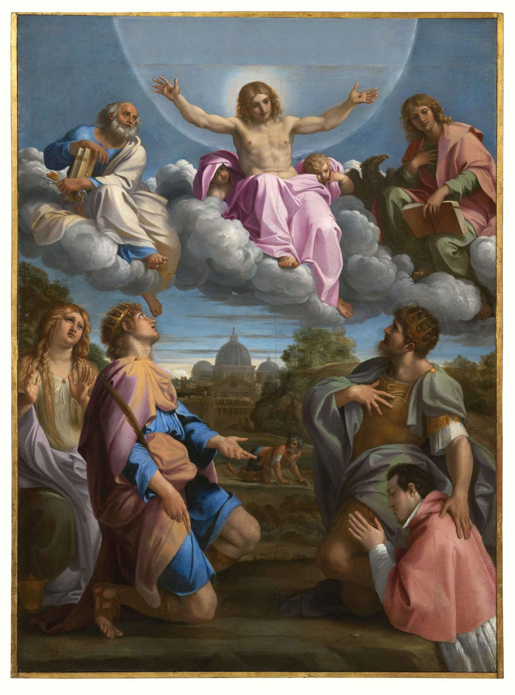 Annibale Carracci, Cristo en la gloria, ángeles y Odoardo Farnesio (c. 1600; óleo sobre lienzo, 194,2 &times; 142,4 cm; Florencia, Galería de los Uffizi, Galería Palatina)