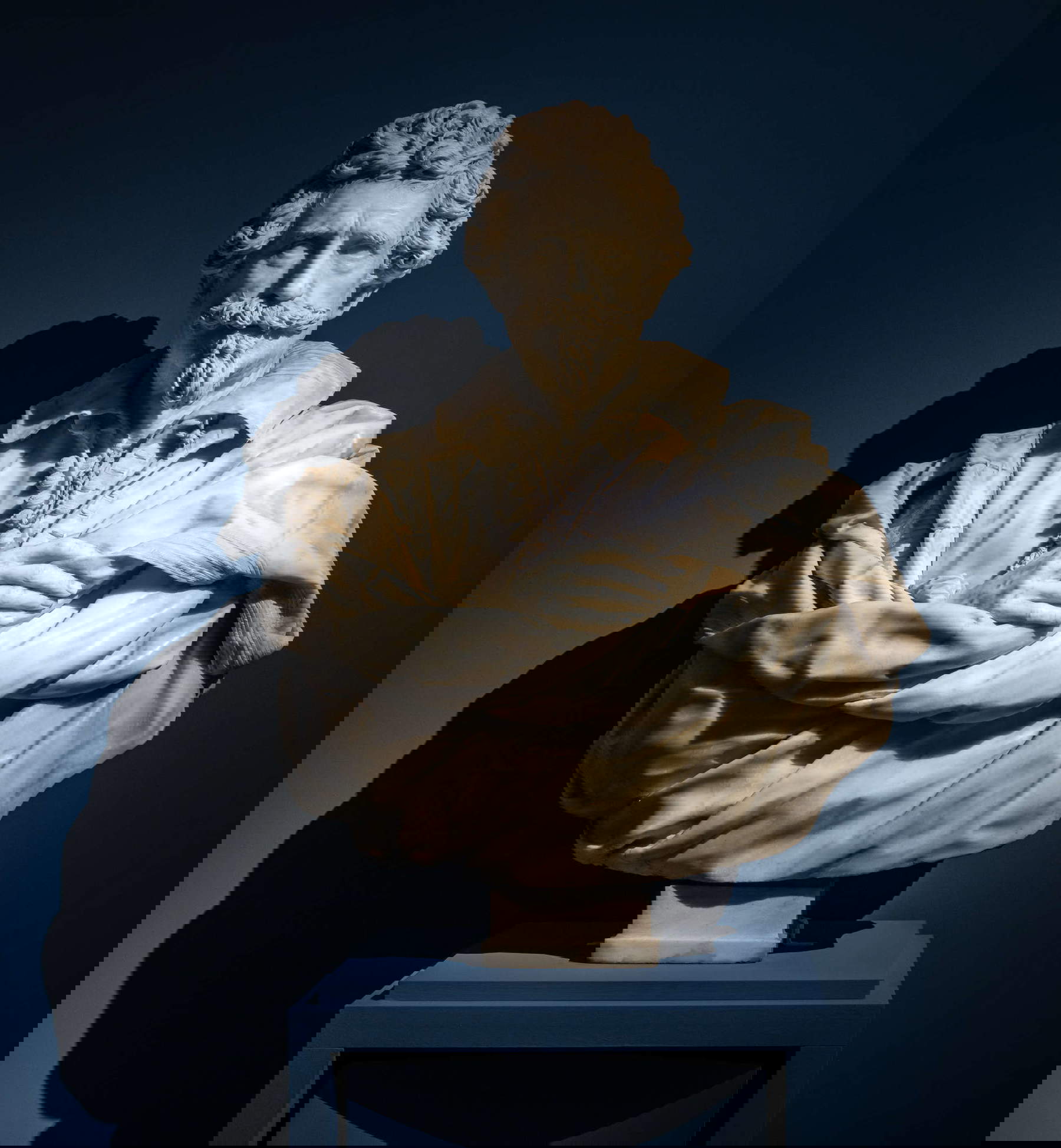 Giuliano Finelli, Büste von Michelangelo Buonarroti dem Jüngeren (1630; Marmor, Höhe 87 cm; Florenz, Casa Buonarroti, Inv. 294)