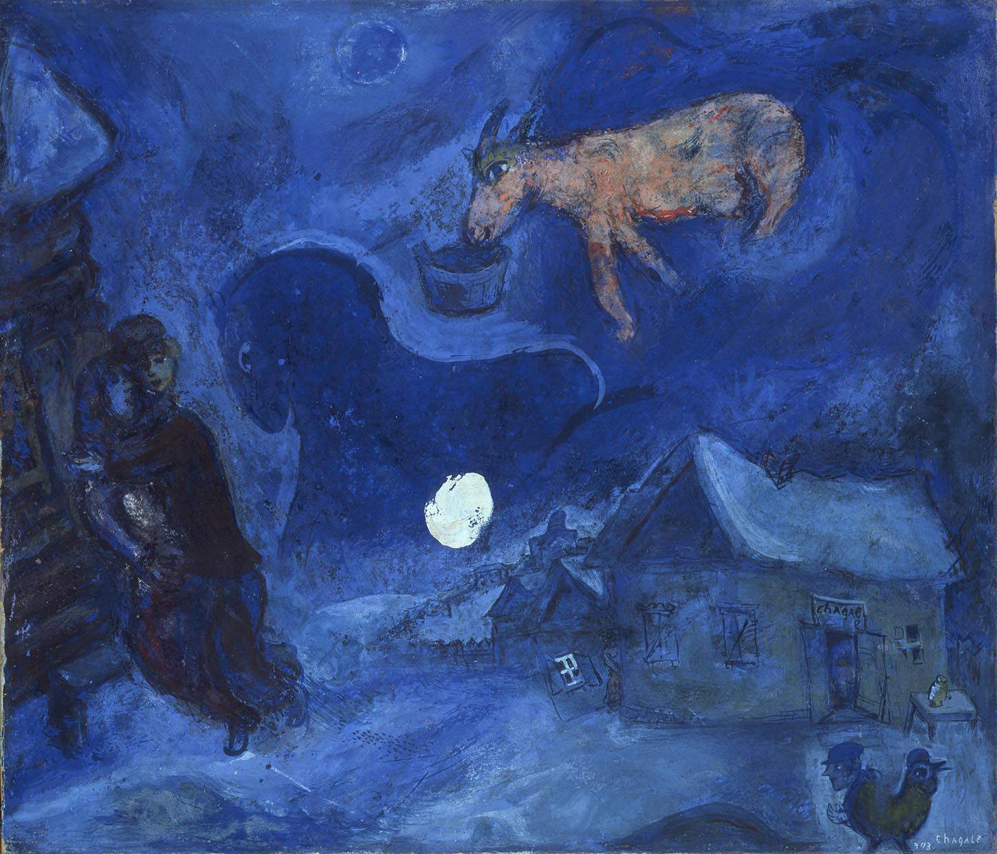 Marc Chagall, Dans mon pays (1943; Gouache und Tempera auf Papier, aufgetragen auf Leinwand; Turin, GAM - Galleria Civica d'Arte Moderna e Contemporanea). Foto: Studio Fotografico Gonella