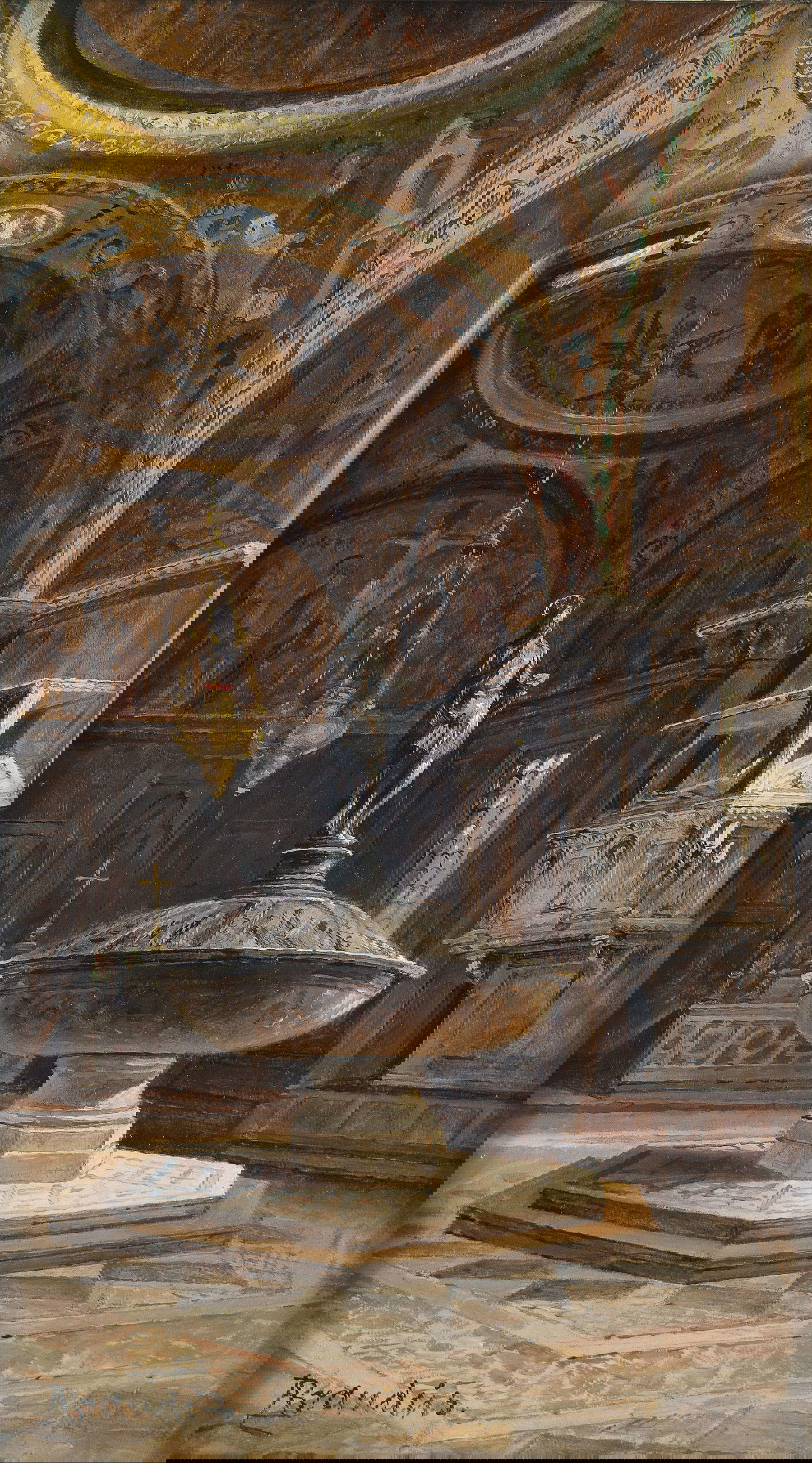 Antonietta Brandeis, Il battistero di San Marco (ante 1910; olio su tavola, 21,5 x 12 cm; Collezione privata)