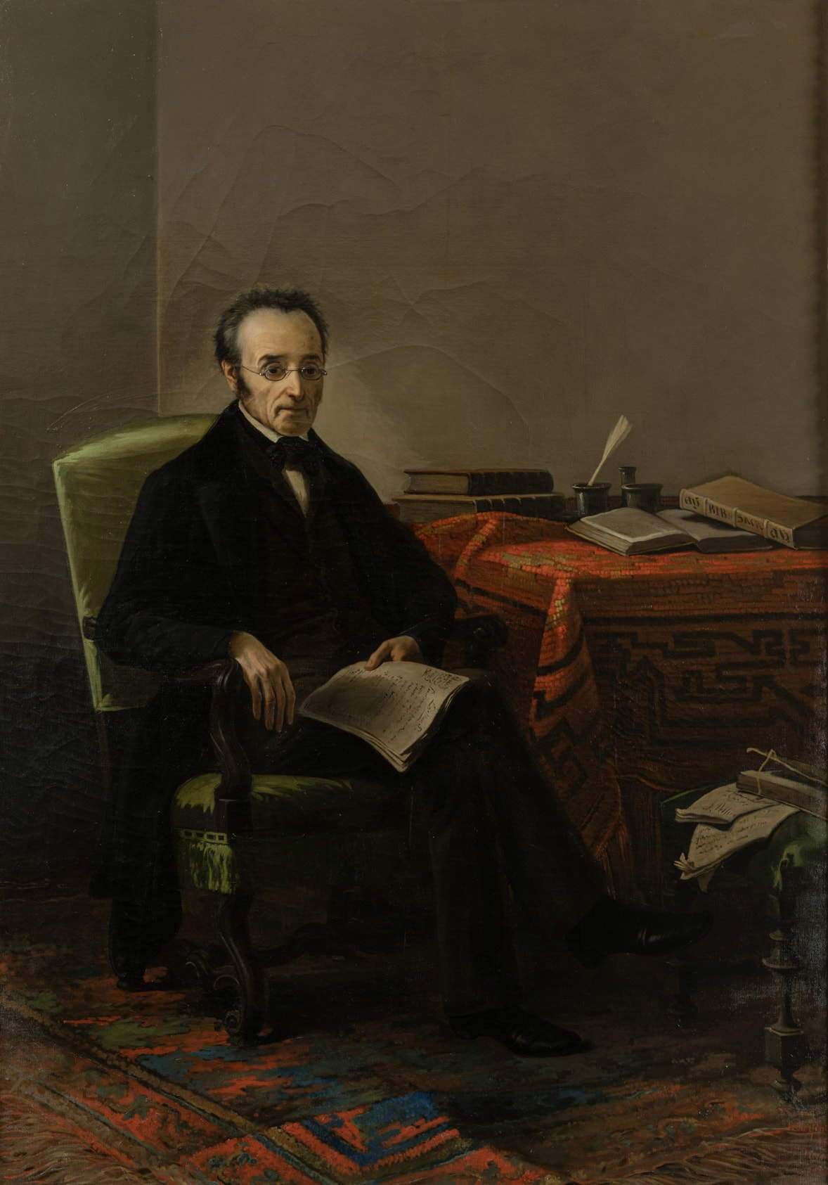 Luigi Norfini, Portrait of Silvio Pellico (1861; oil on canvas, 239 x 180 cm; Florence, Uffizi Galleries, Gallery of Modern Art)