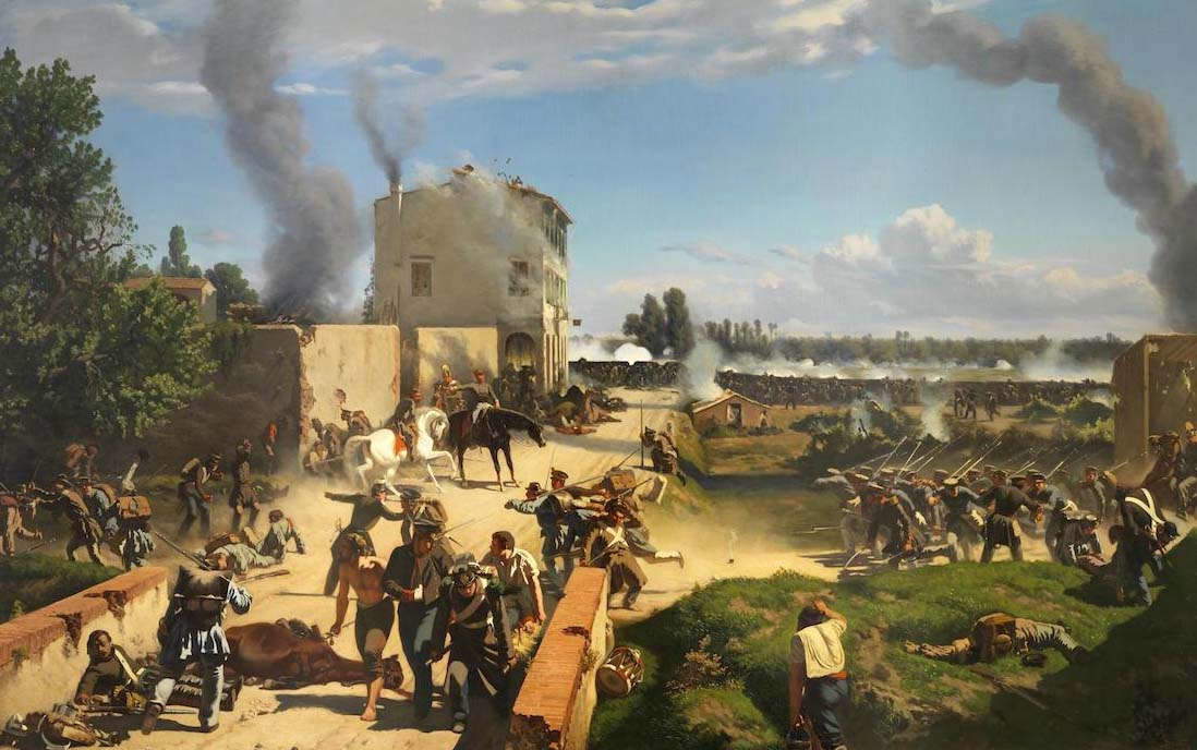 Pietro Senno, The Tuscans at Curtatone (1861; oil on canvas, 141 x 230 cm; Florence, Fondazione Cassa di Risparmio di Firenze)