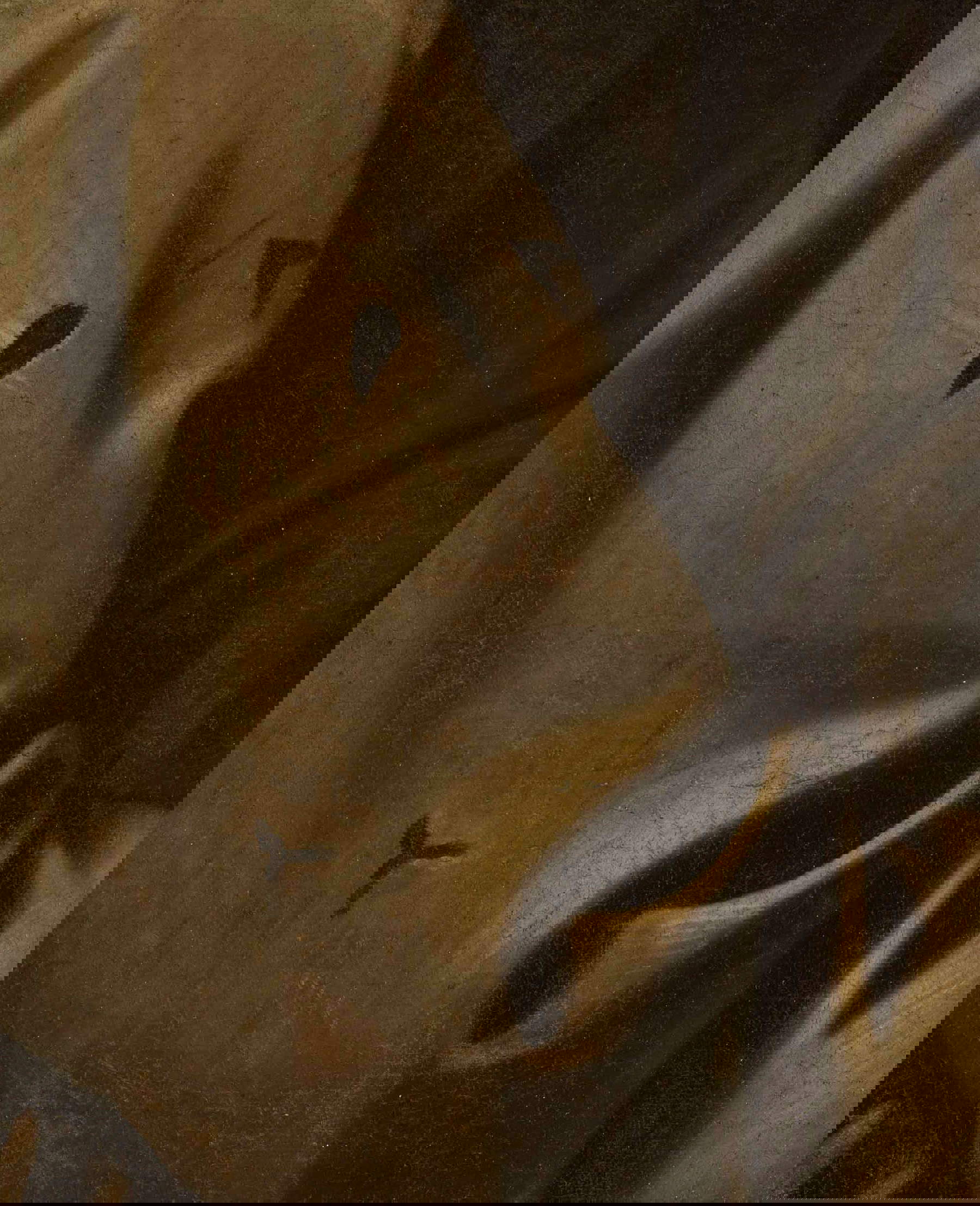 Caravaggio (attr.), San Francesco, versione ex Cecconi, dettaglio