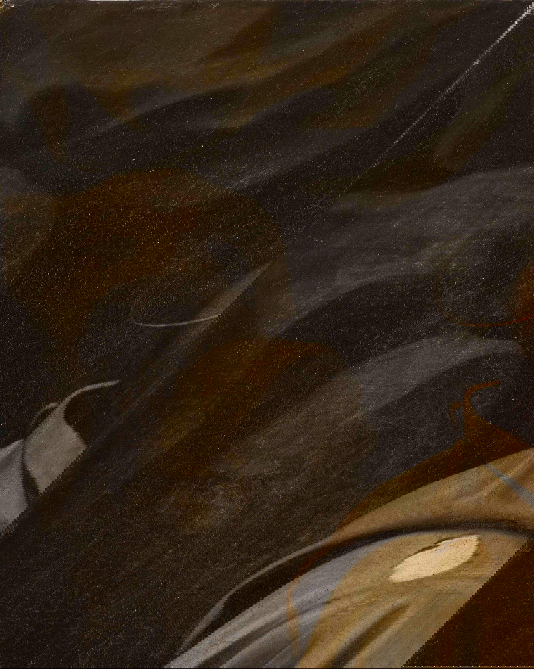 Caravaggio (attr.), San Francesco, versione ex Cecconi, dettaglio