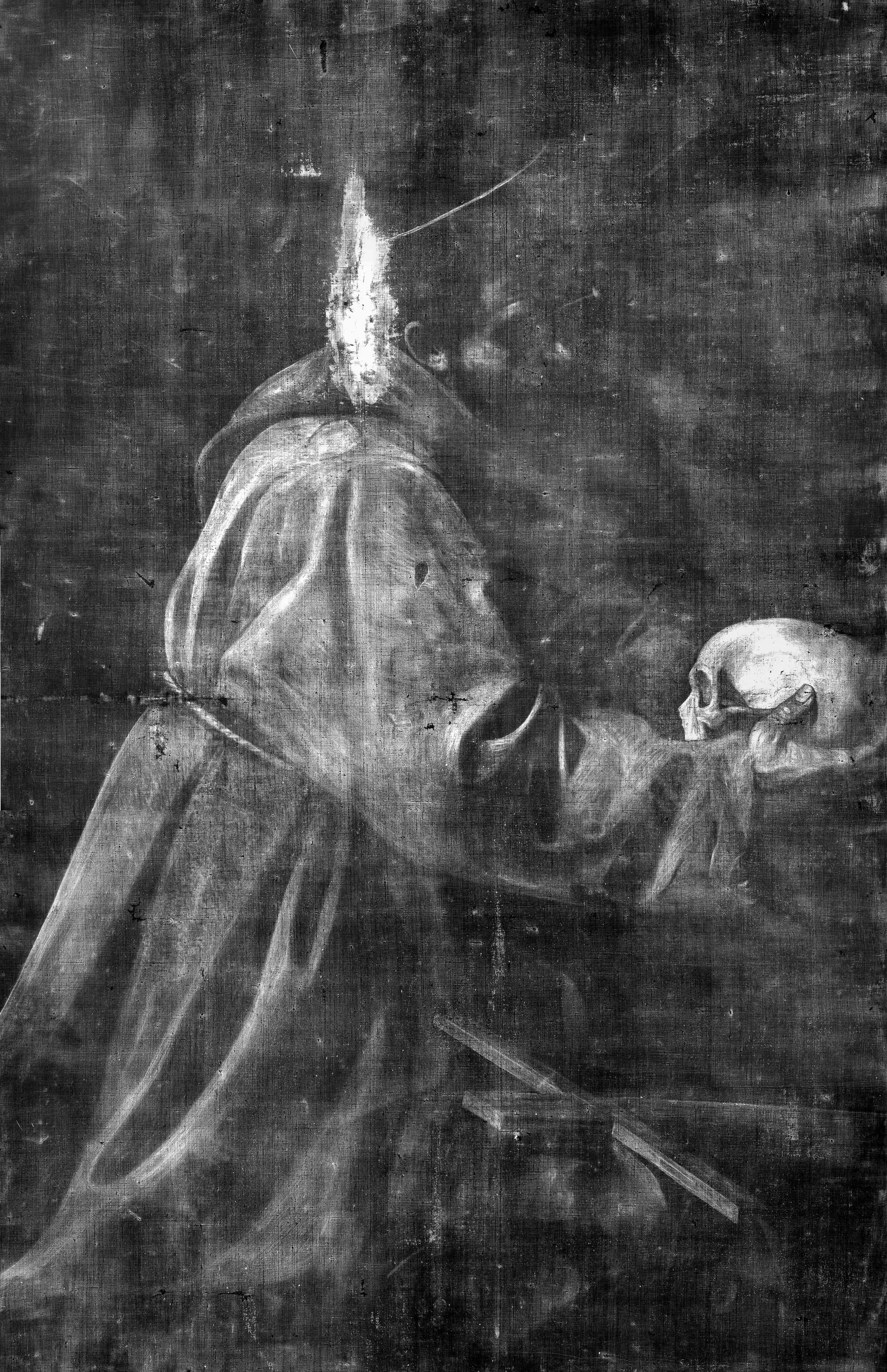 Caravaggio (attr.), San Francesco, versione ex Cecconi, radiografia