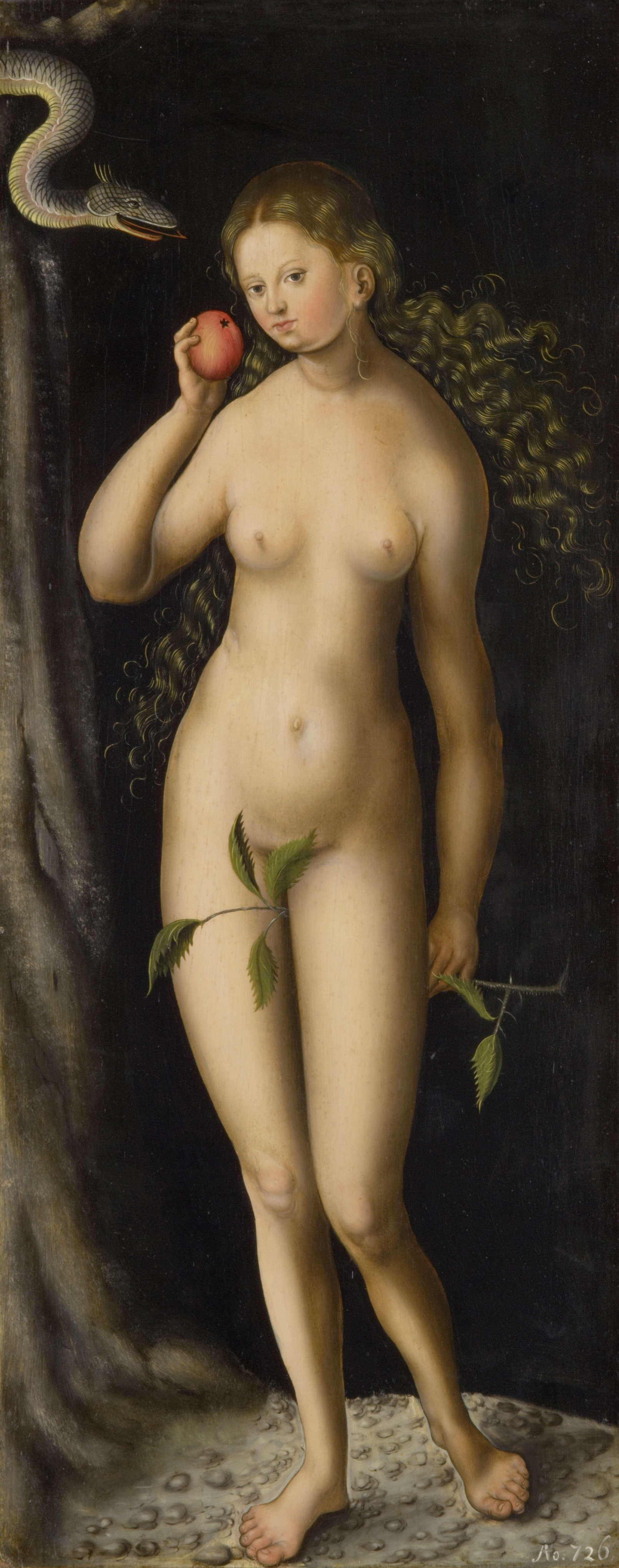 Lucas Cranach the Elder, The Original Sin: Adam and Eve (c. 1520; oil on panel, 72.7 x 29 cm; Vienna, Kunsthistorisches Museum) &copy; KHM-Museumsverband