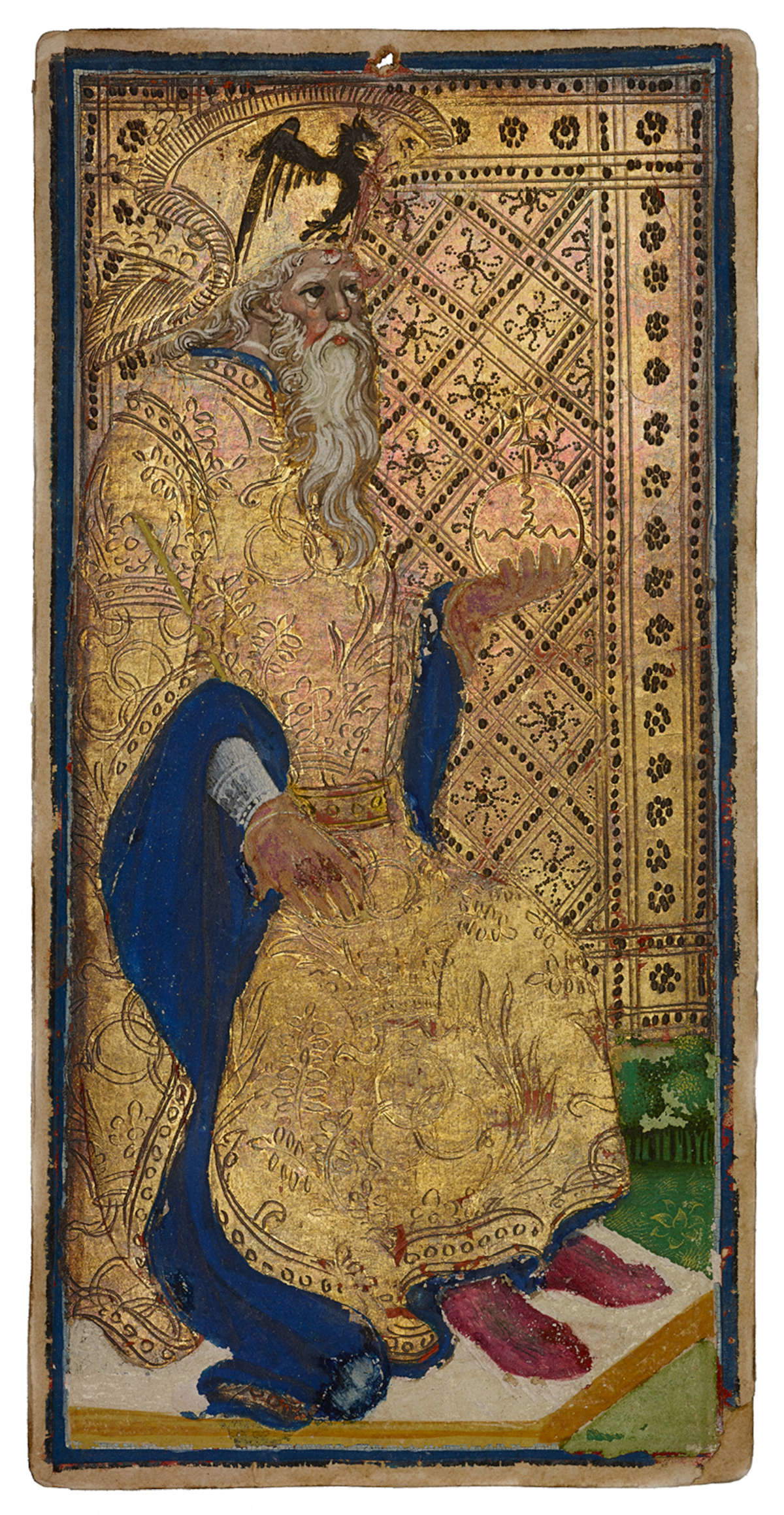 Bonifacio Bembo, Tarocchi, L&rsquo;Imperatore (1455-1480; cartone, 176 x 87 mm; Bergamo, Accademia Carrara)