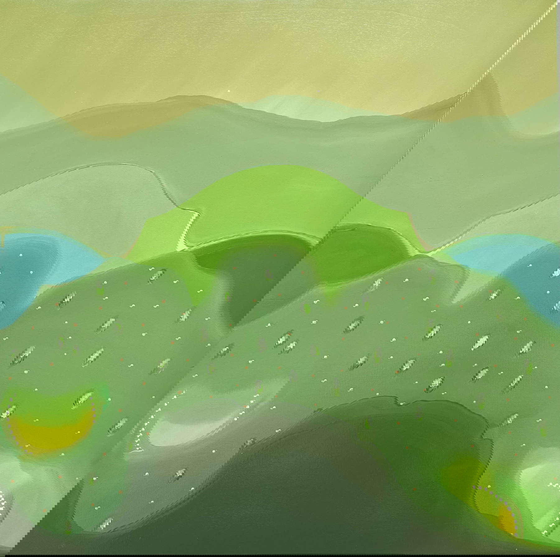 Elena El Asmar, Retratos de estudio (2025; acrílico, óleo sobre panel, 49 x 49 cm)