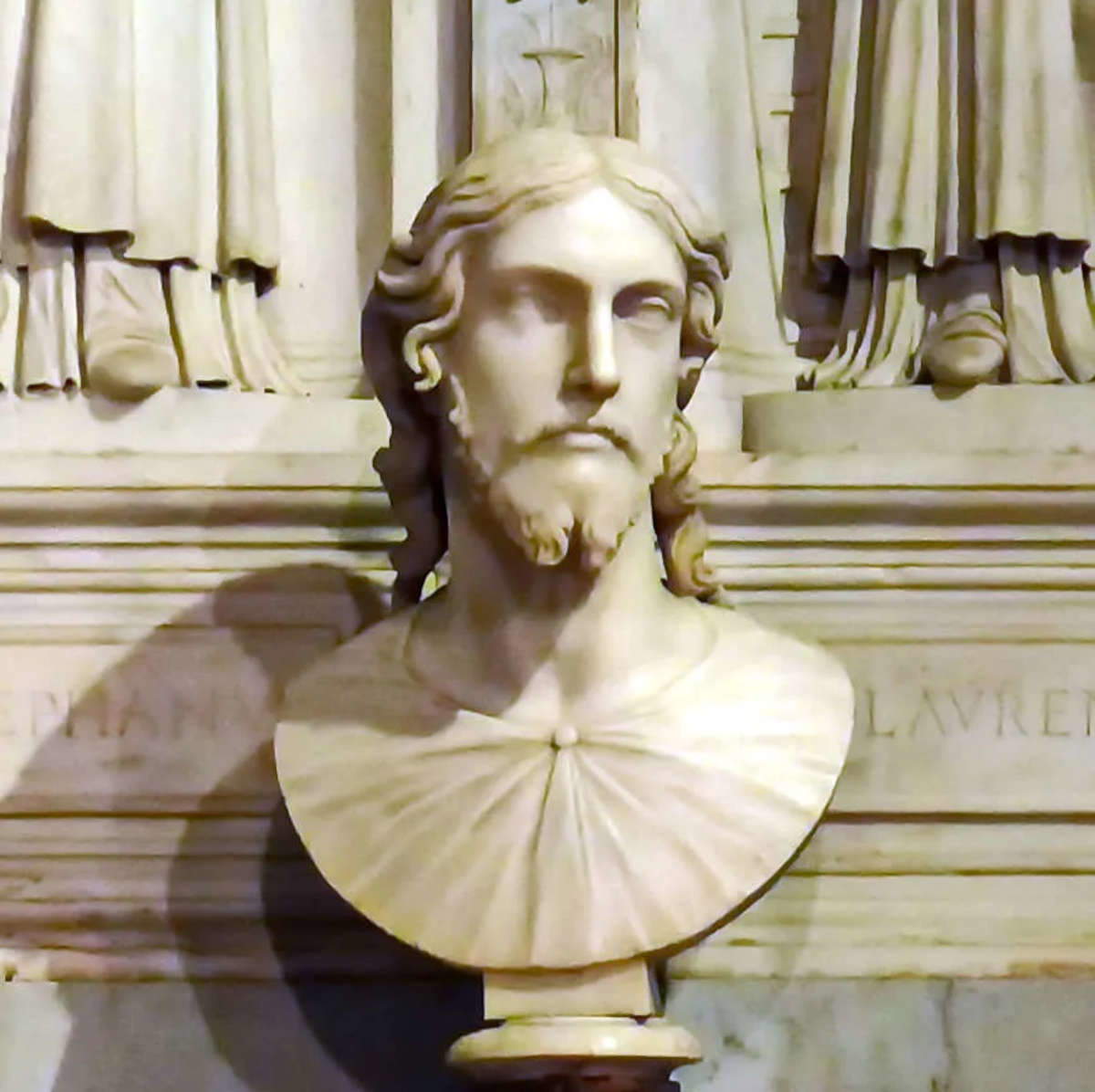 Roman sculptor, Christ the Savior (second half of the 16th century; marble; Rome, Sant'Agnese fuori le Mura). Photo: Wikimedia Commons/Peter1936F