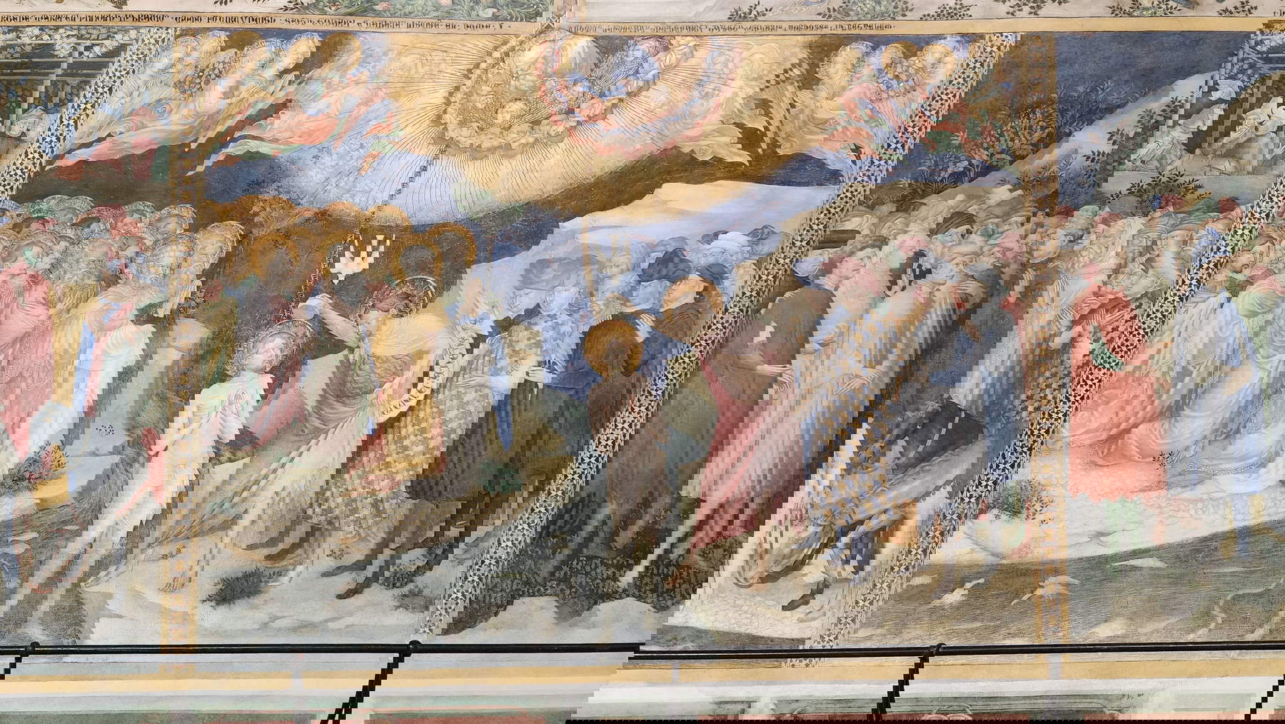 Gli affreschi di Lorenzo e Jacopo Salimbeni nell'Oratorio di San Giovanni Battista a Urbino. Foto: Federico Giannini