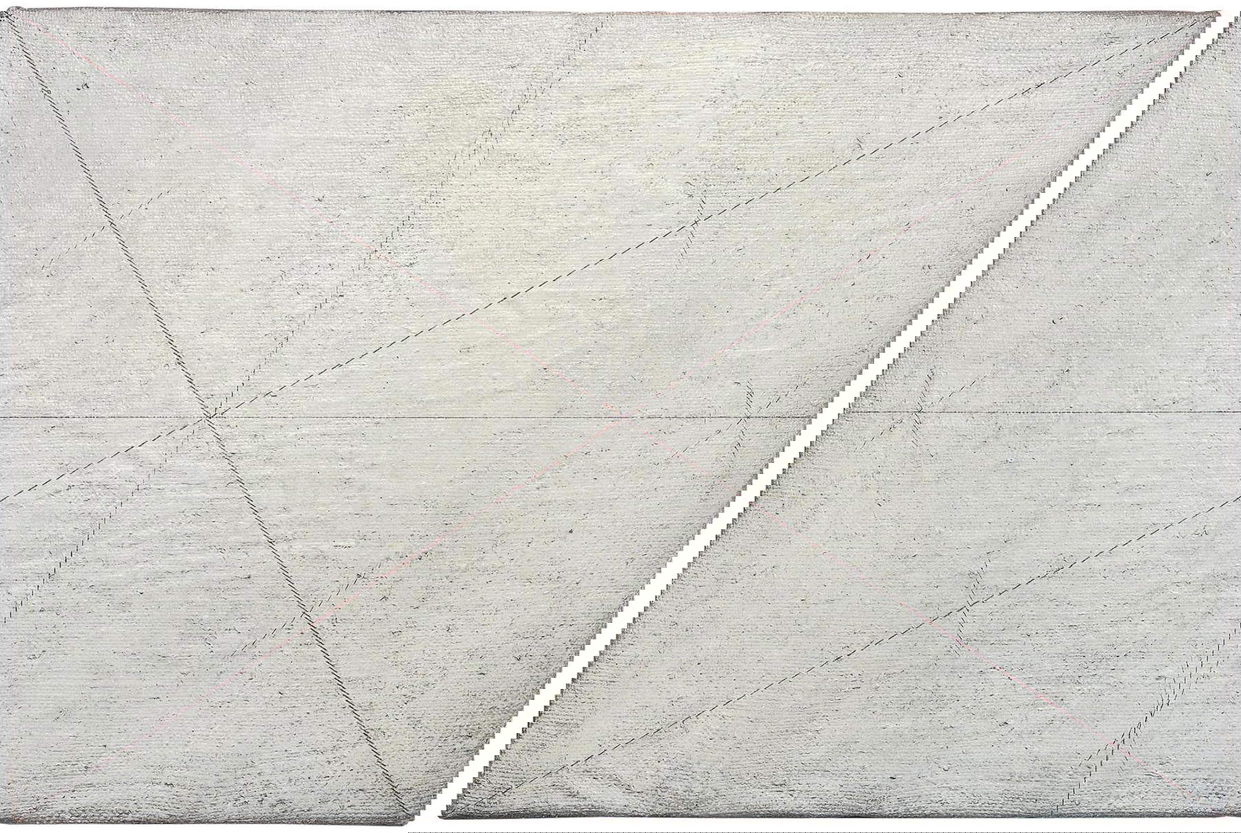 Giulio Paolini, Geometric Drawing (1960; zinc white, vinavil and ink on canvas, 40 x 60 cm; Turin, Giulio and Anna Paolini Foundation)