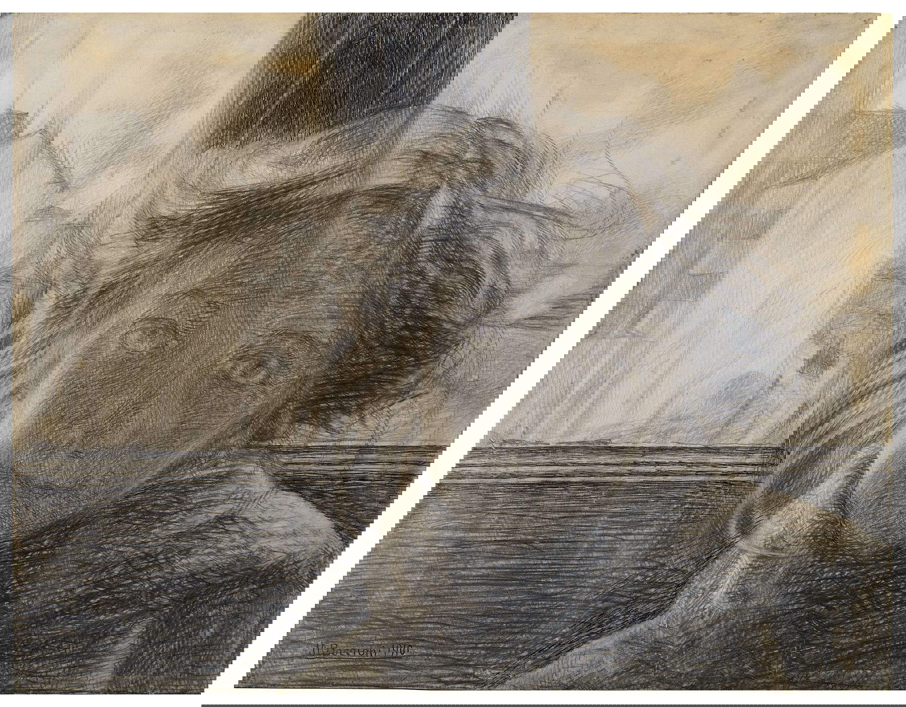 Umberto Boccioni, Controluce (1910; pencil and black ink on paper; Private collection)