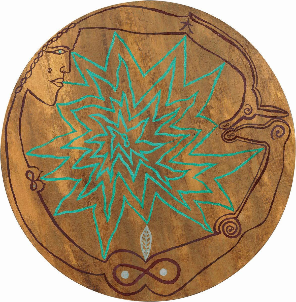 Luigi Ontani, Sin título (1983; óleo sobre lienzo, diámetro 101 cm)