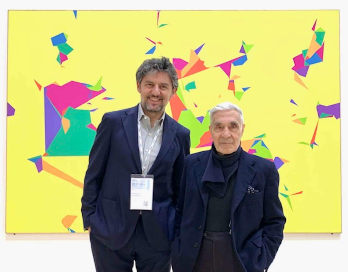 Galerist Fabio Ianniello von 1/9unosunove und Sergio Lombardo. Foto: Eduardo De Matteis