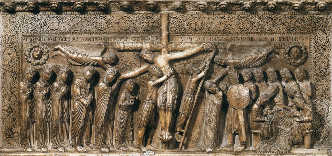 Benedetto Antelami, Deposition (1178; red marble, 110 x 230 cm; Parma, Cathedral)