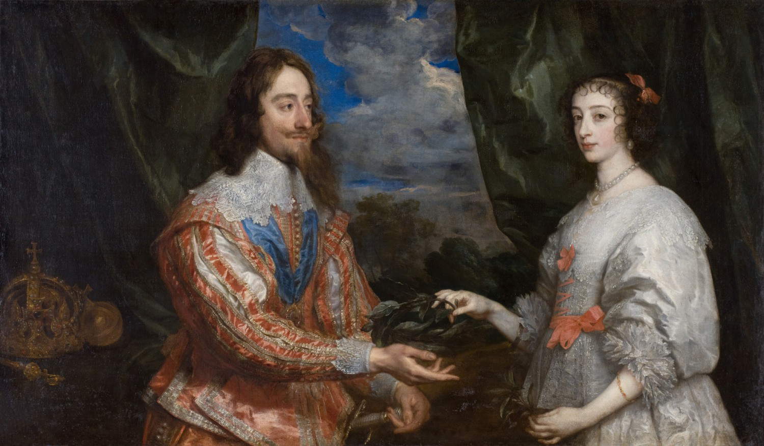 Antoon van Dyck, Ritratto di Carlo I e della regina Enrichetta Maria (1632 o 1633; olio su tela, 104 &times; 176 cm; Repubblica Ceca, Archbishopric of Olomouc, Archdiocesan Museum in Krome&Aring;&trade;&iacute;&Aring;&frac34;, inv. KE 2372 O 406)