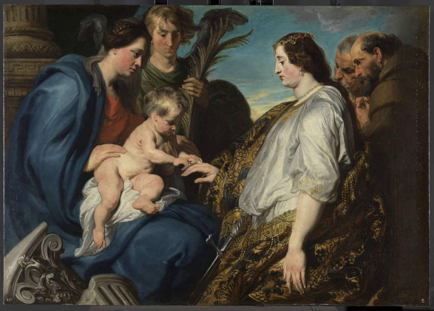 Antoon van Dyck, Matrimonio mistico di Santa Caterina (1618-1620 circa; olio su tela, 121 &times; 173 cm; Madrid, Museo Nacional del Prado, inv. P001544)