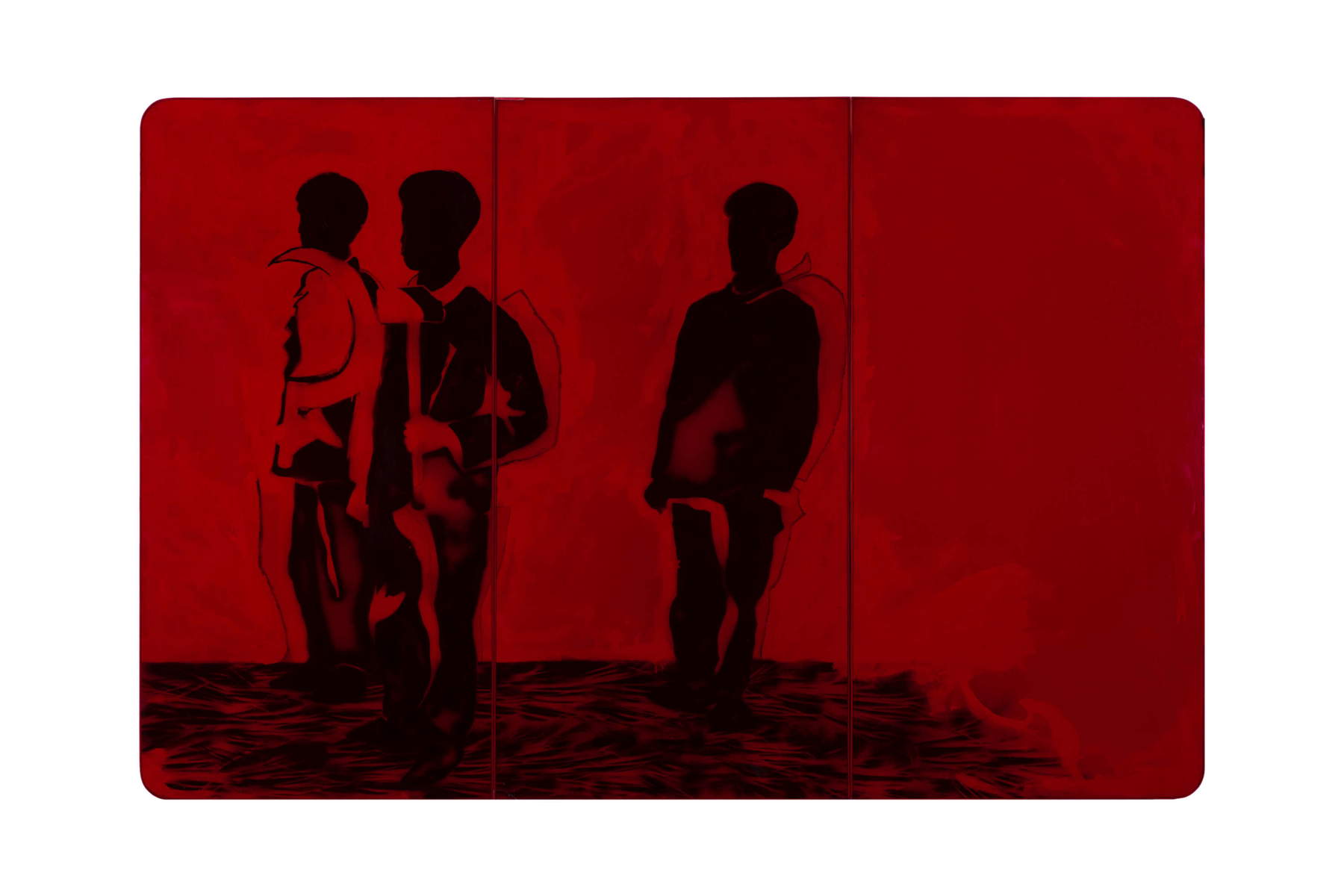 Mario Schifano, Comrade Companions (1968; spray, graphite and perspex on canvas, 200 &times; 303 cm; Private collection). Courtesy of Gi&oacute; Marconi Gallery, Milan. Photo: Fabio Mantegna &copy; MARIO SCHIFANO, by SIAE &copy; Mario Schifano Archive.