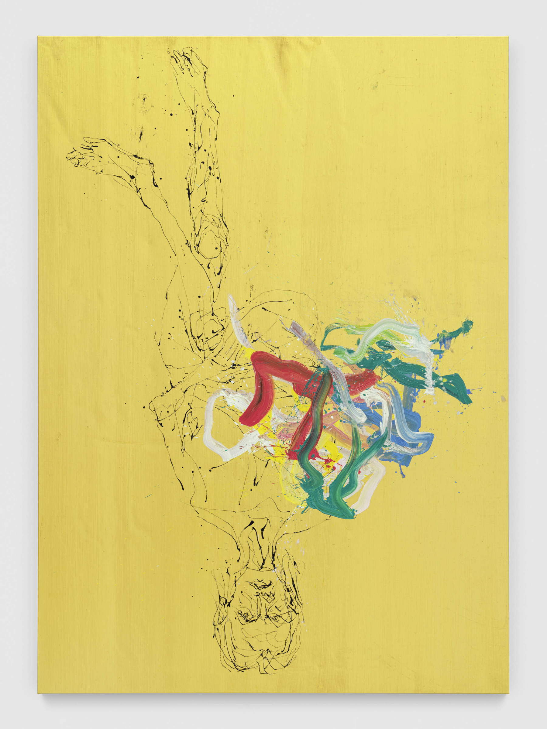 Georg Baselitz, H&auml;lt sich in der Mitte auf (2025 ; huile et or sur toile, 300 x 215 cm). Inv. GB/M 2025.09.23 (GB 3023). Avec l'autorisation de la Galerie Thaddaeus Ropac (Londres, Paris, Salzbourg, Milan, Séoul) &copy; Georg Baselitz. Photo : Stefan Altenburger