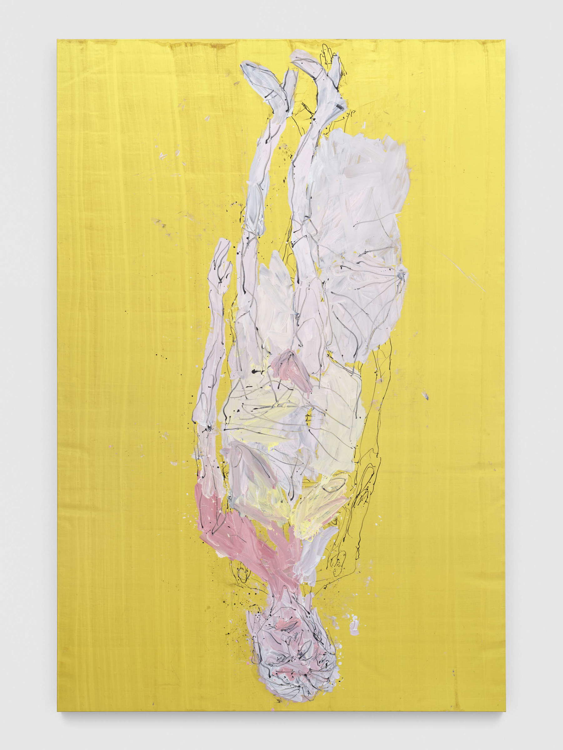 Georg Baselitz, T&uuml;rkische Hose auf dem Treppchen (2025 ; huile et or sur toile, 460 x 300 cm). Inv. GB/M 2025.07.23 (GB 2998). Avec l'autorisation de la Galerie Thaddaeus Ropac (Londres, Paris, Salzbourg, Milan, Séoul) &copy; Georg Baselitz. Photo : Stefan Altenburger