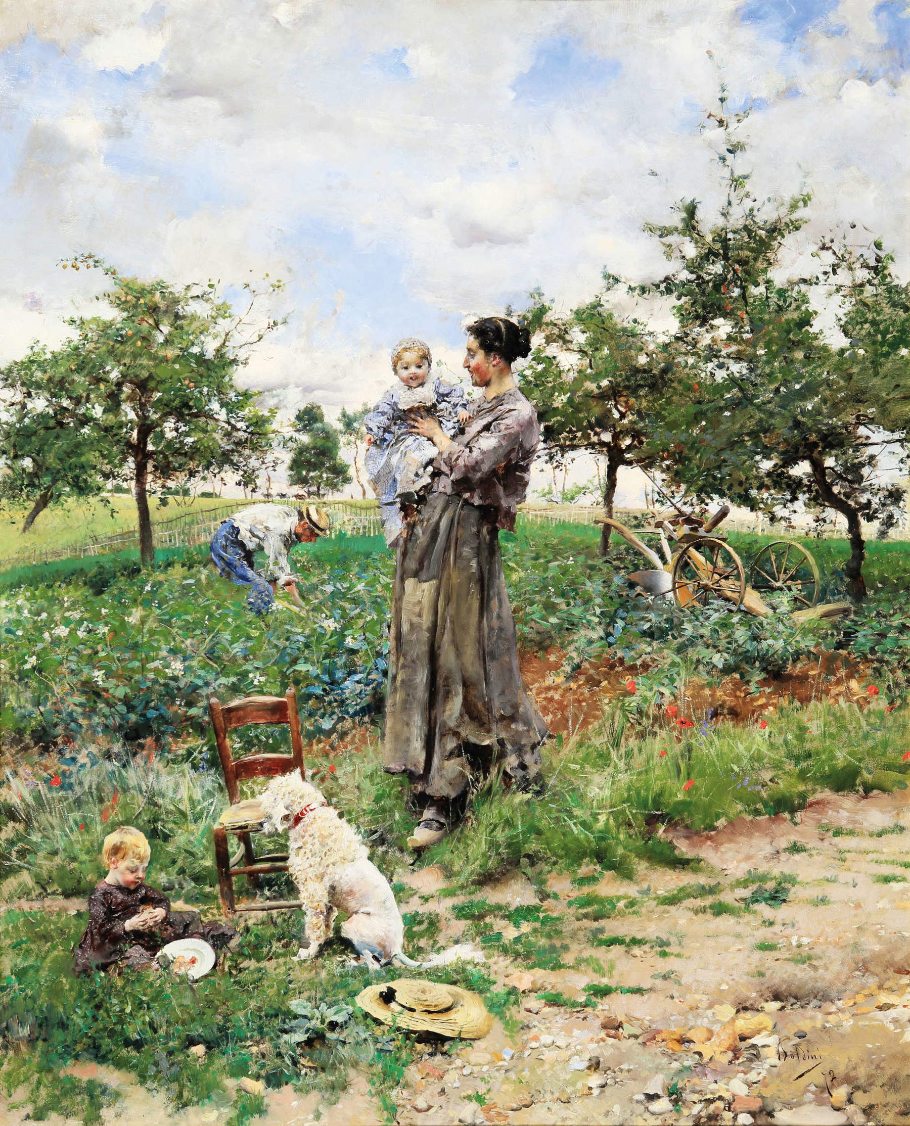 Giovanni Boldini, &Agrave; la campagne (Primavera) (1872; óleo sobre tabla, 67 x 54,5 cm; colección particular). Concesión de Enrico Gallerie d'Arte