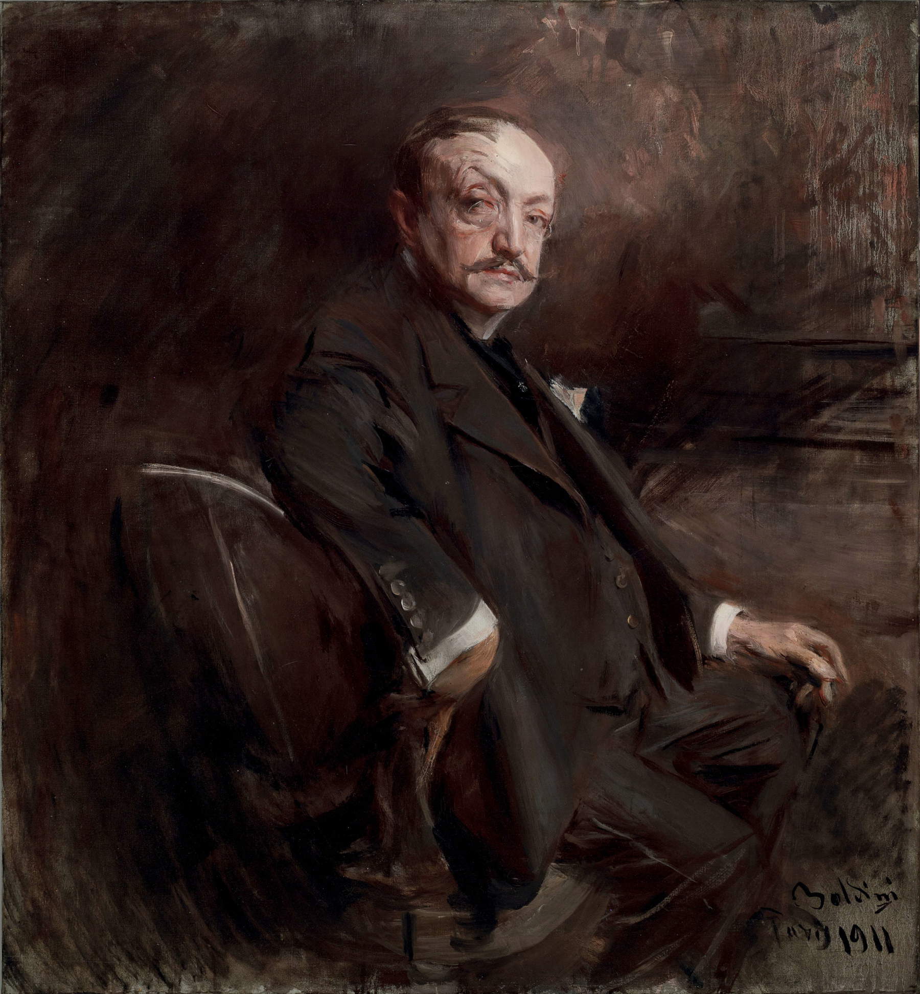 Giovanni Boldini, Autorretrato a los sesenta y nueve años (1911; óleo sobre lienzo, 105 x 97 cm; Ferrara, Museo Giovanni Boldini)