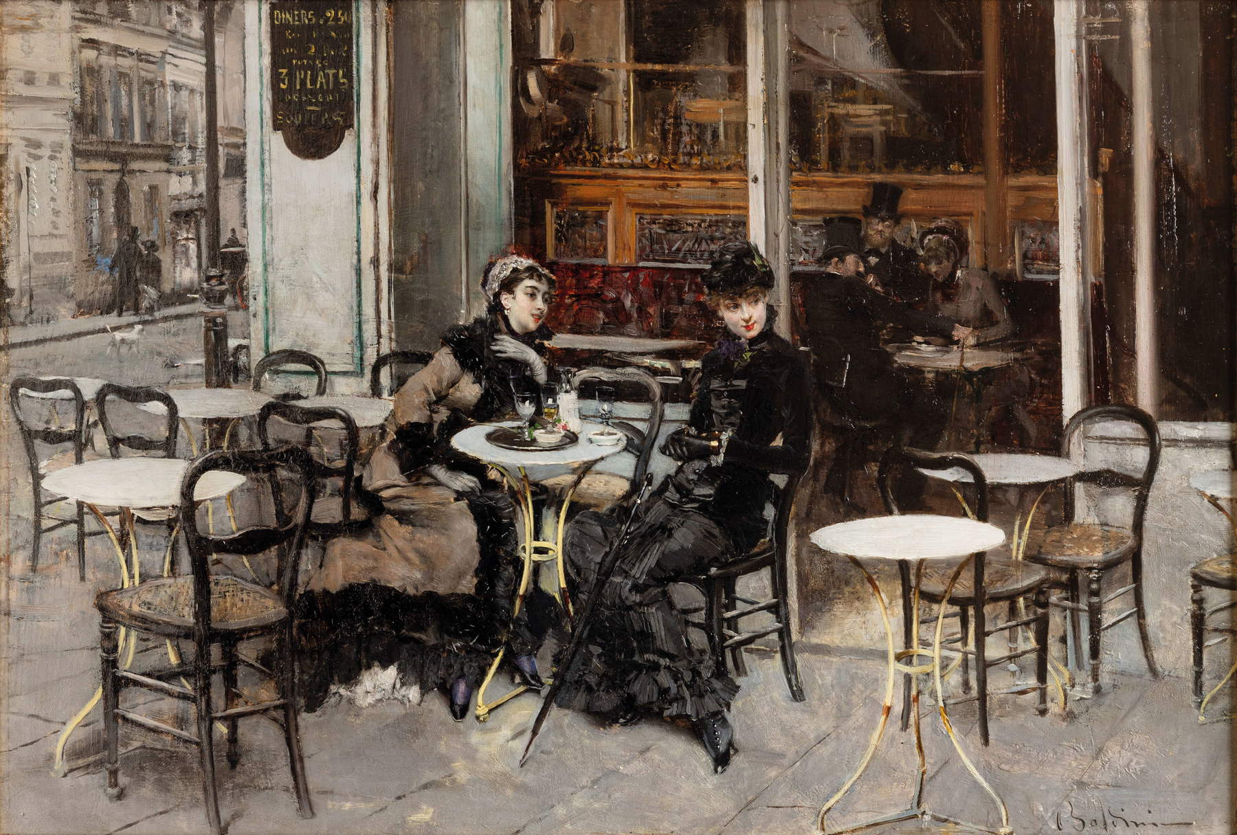 Giovanni Boldini, En conversación (c. 1878; óleo sobre lienzo, 28 x 41 cm; colección particular). Cedido por el Museoarchivo Giovanni Boldini Macchiaioli