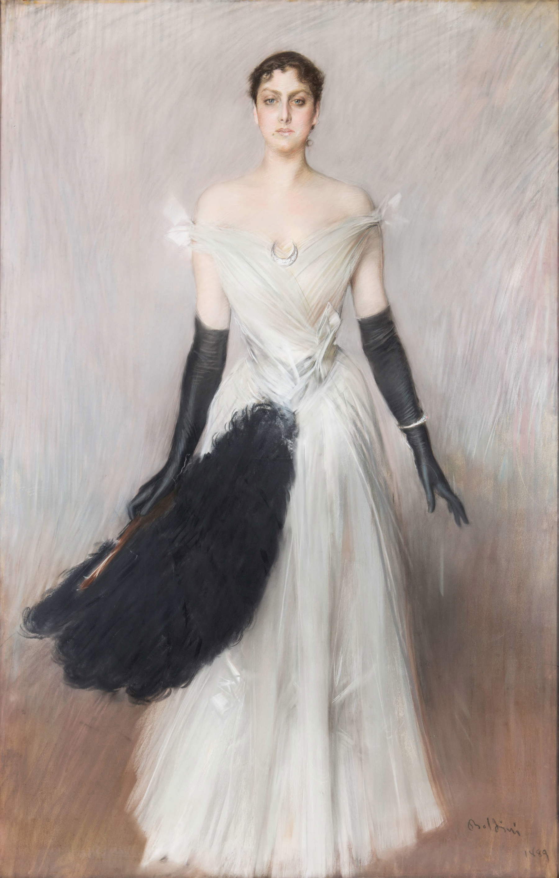 Giovanni Boldini, Retrato de una dama (1889; pastel sobre lienzo, 203 x 142 cm; Colección Paola Marzotto)