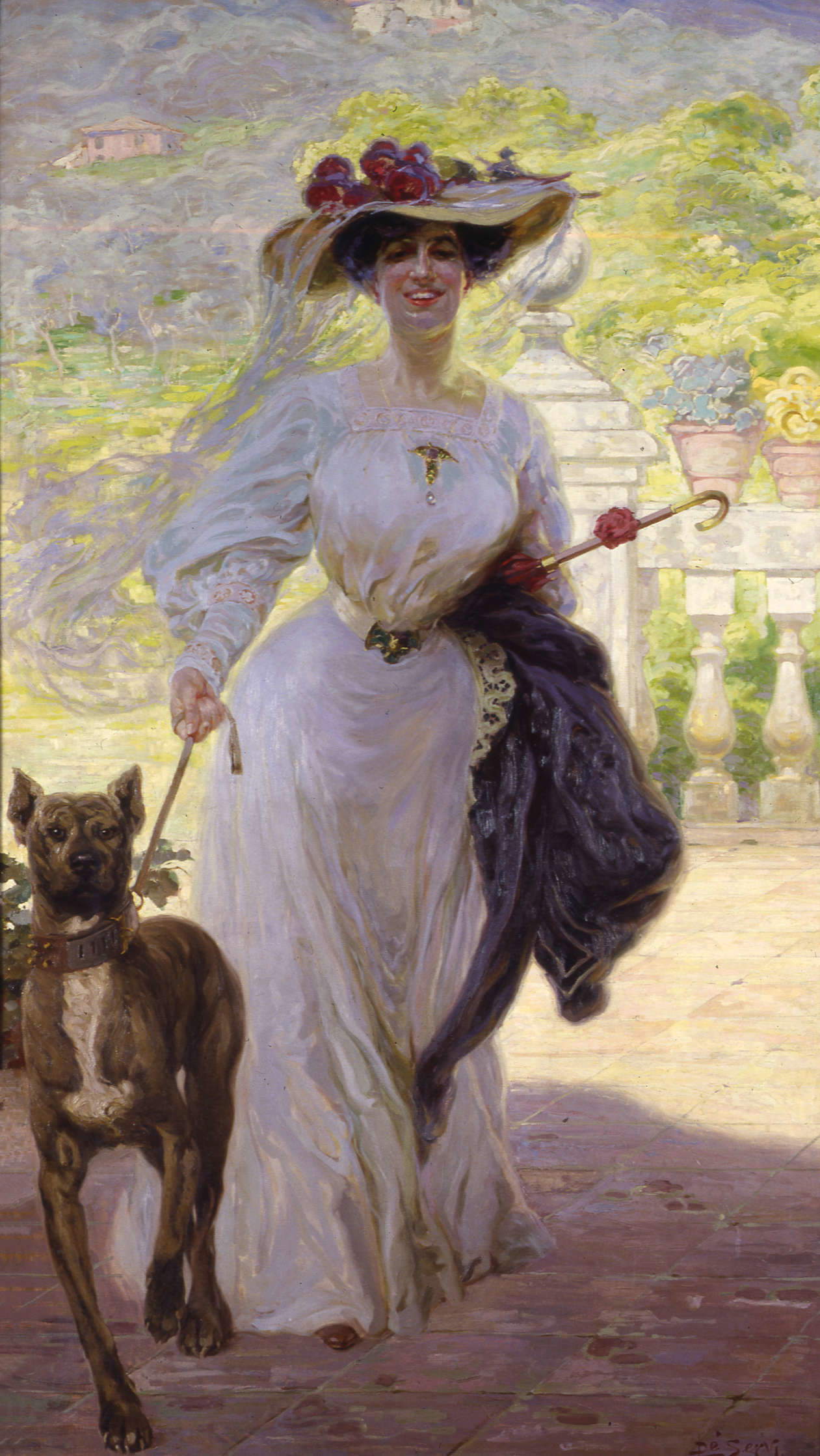 Luigi De Servi, El encuentro (1906; óleo sobre lienzo, 228 x 126 cm; Lucca, Museo Nazionale di Palazzo Mansi)